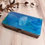 Donna Kotey Resin & Wood Box - Lake Tahoe inlay  - B10