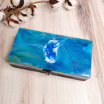 Donna Kotey Resin & Wood Box - Lake Tahoe inlay  - B8