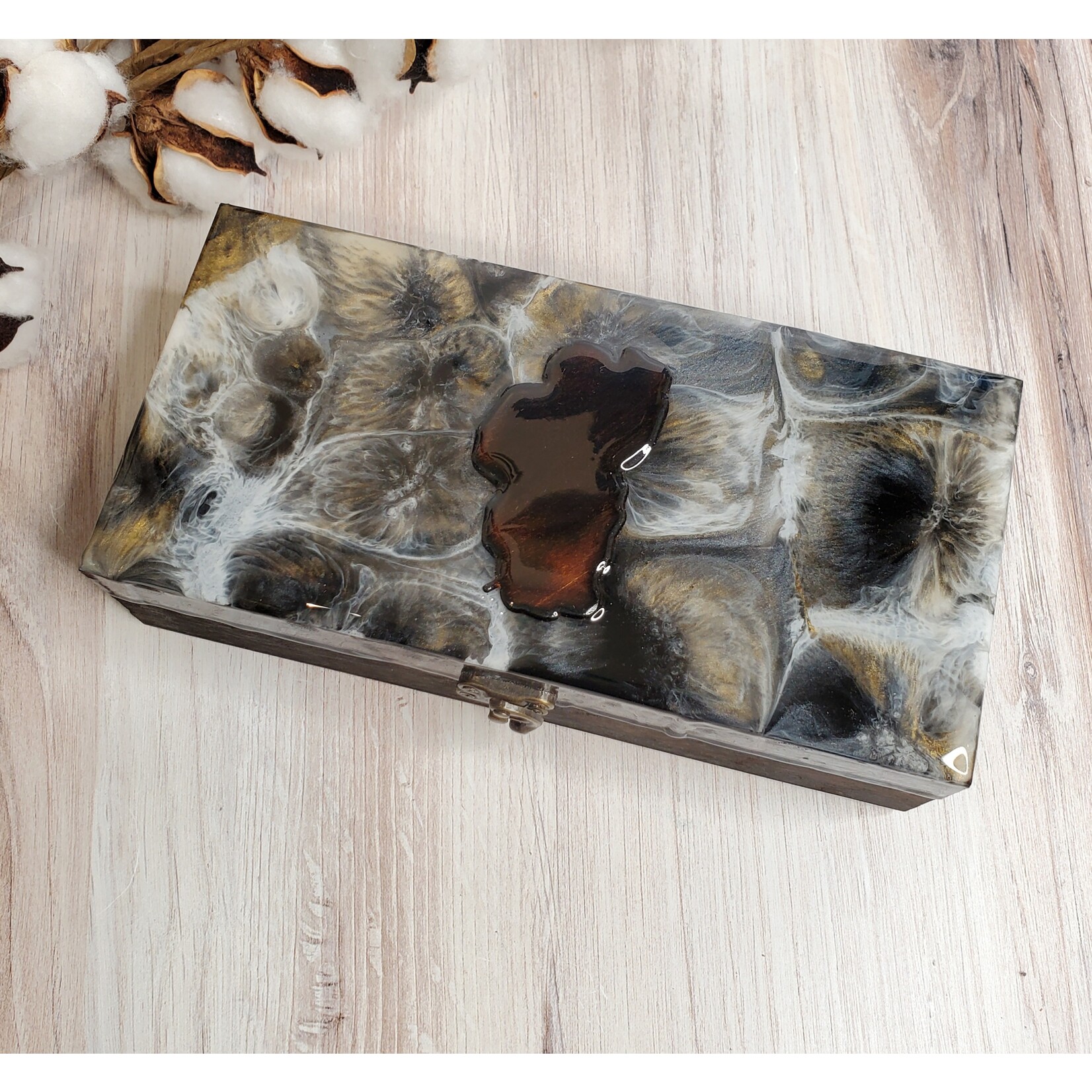 Donna Kotey Resin & Wood Box - Lake Tahoe  - B32