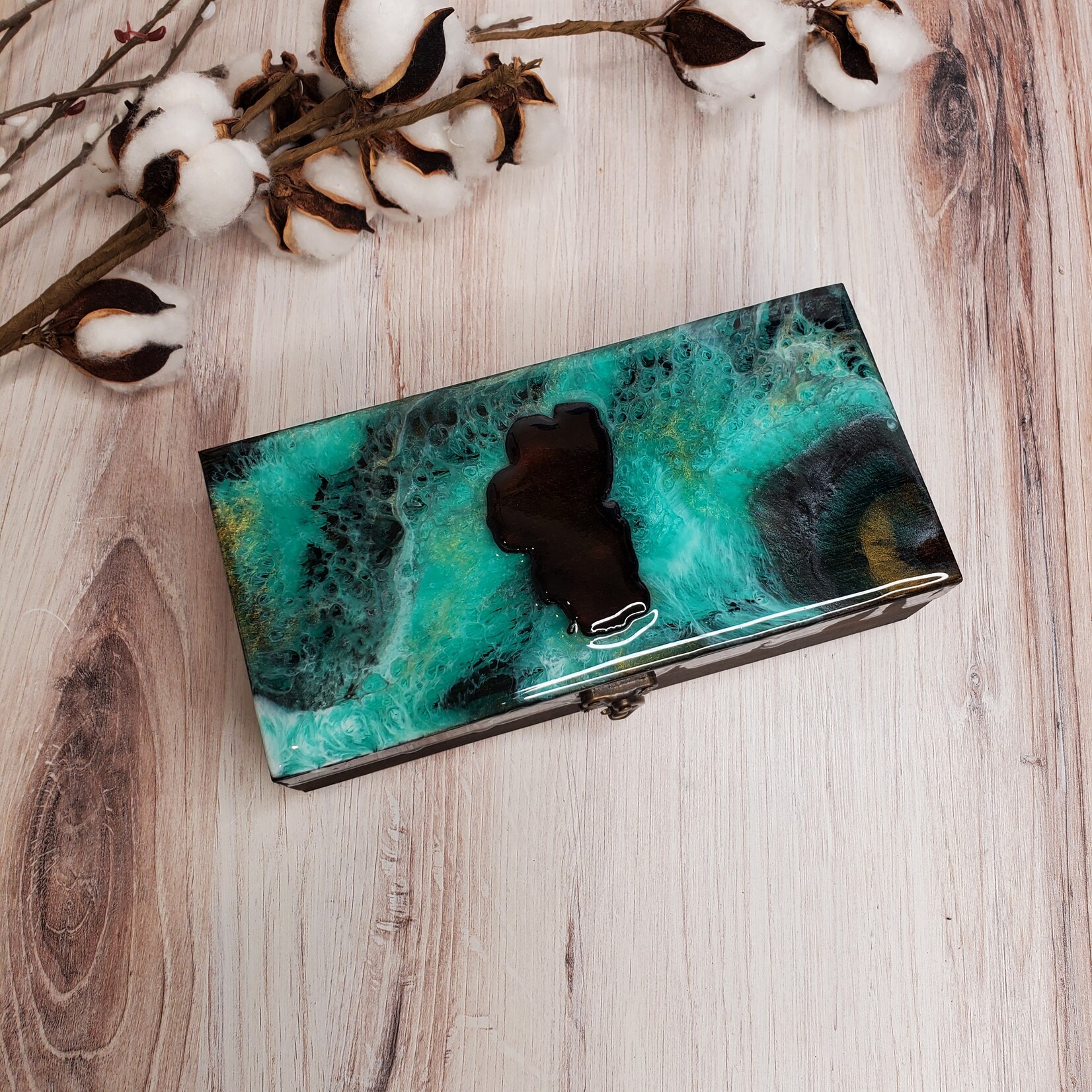 Donna Kotey Resin & Wood Box - Lake Tahoe  - B26