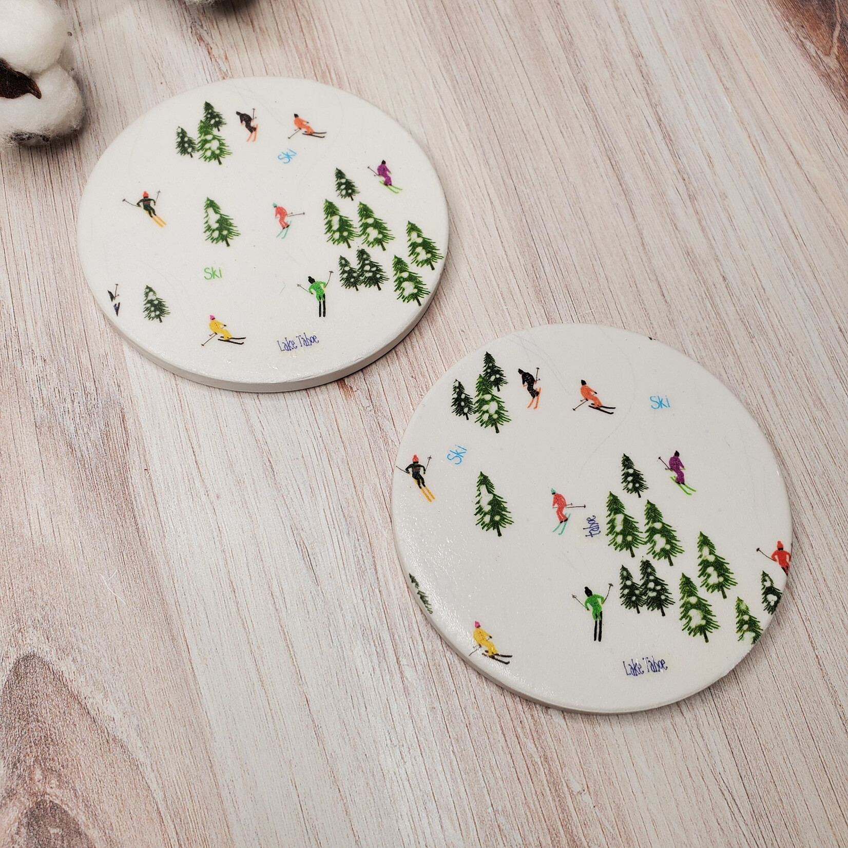 Sue Pemberton Round Ceramic Coasters - 4"