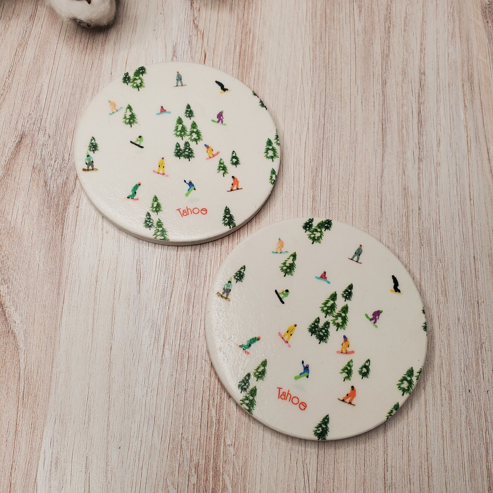Sue Pemberton Round Ceramic Coasters - 4"
