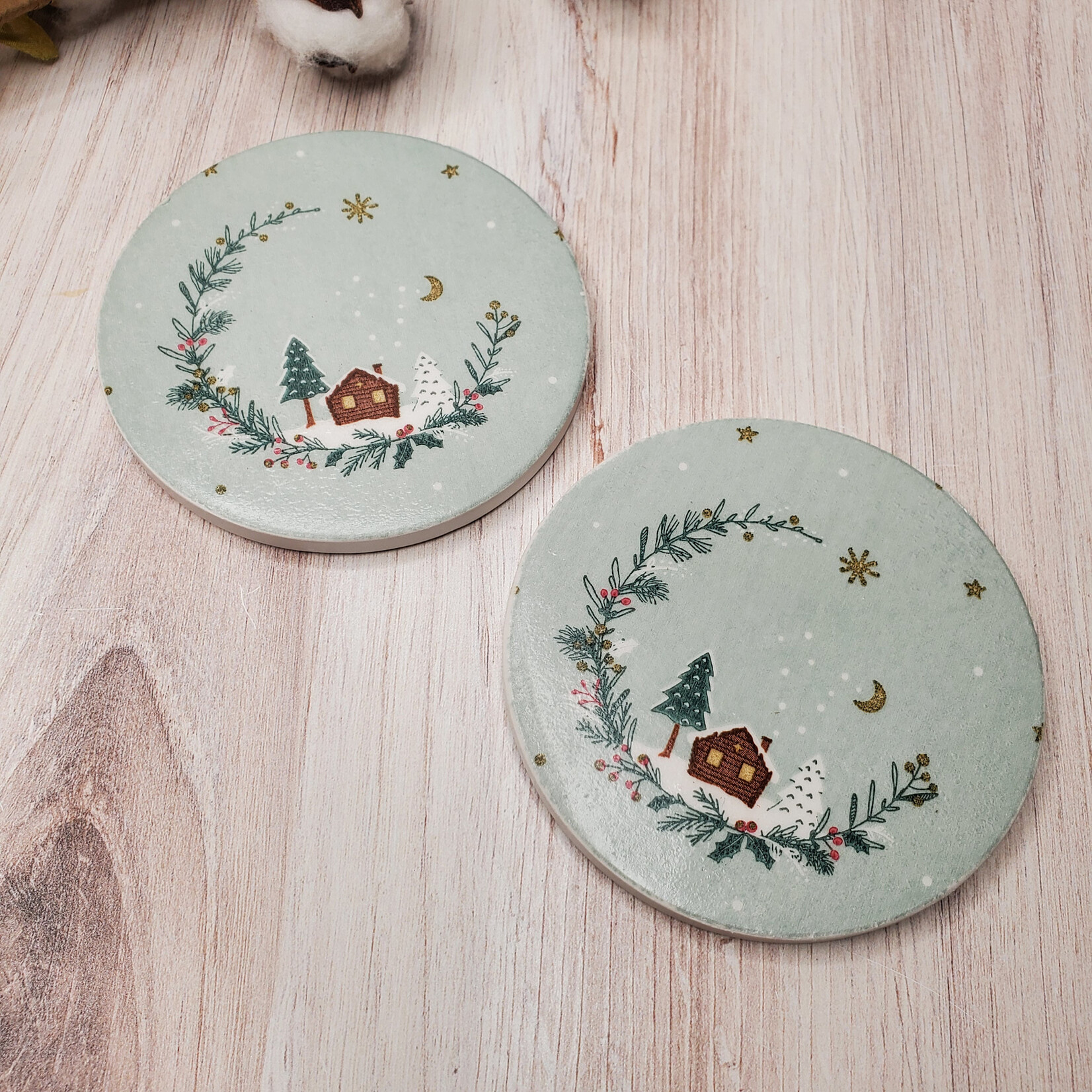 Sue Pemberton Round Ceramic Coasters - 4"