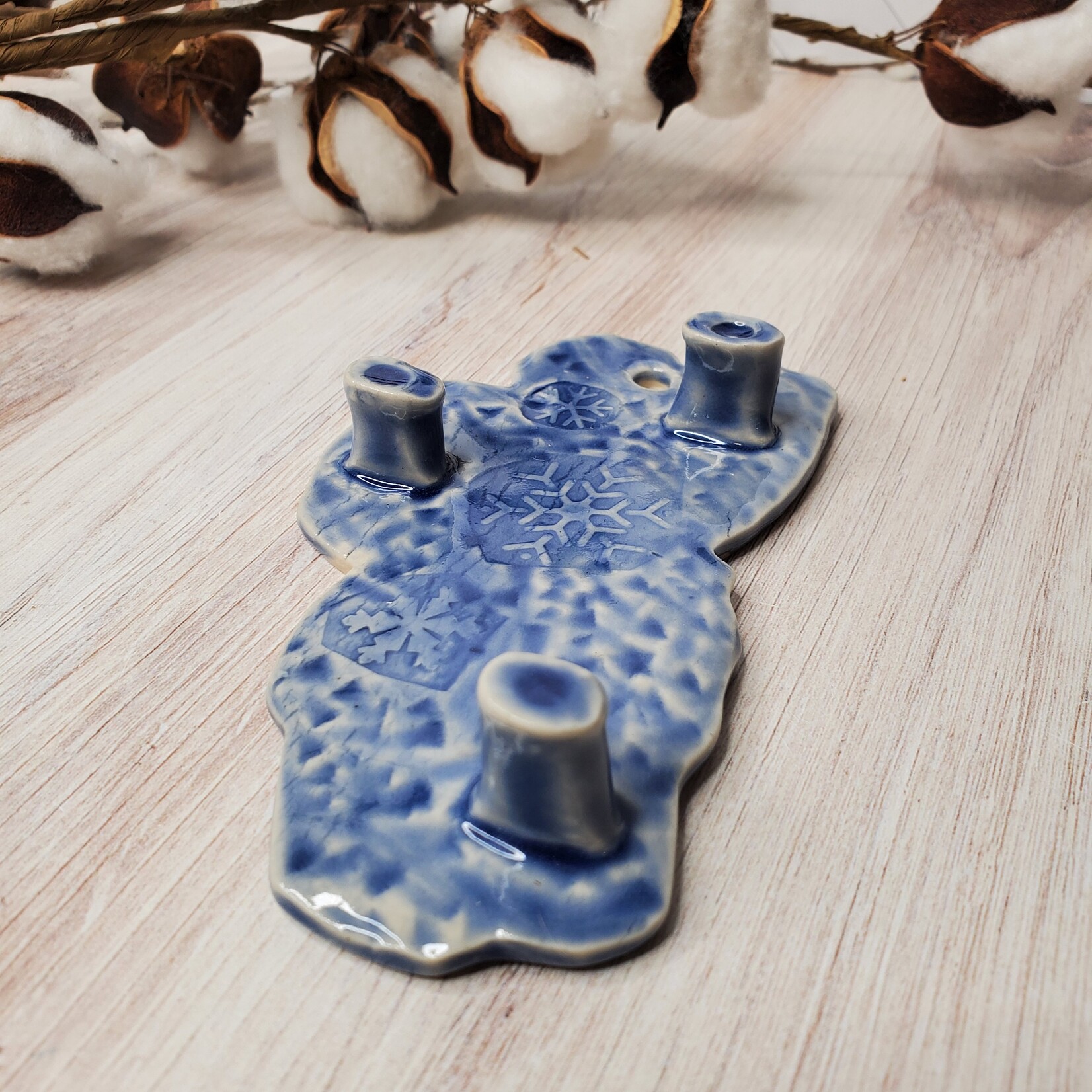 Elaine Randall Tahoe Necklace or Key Holder - Blue with Snowflakes