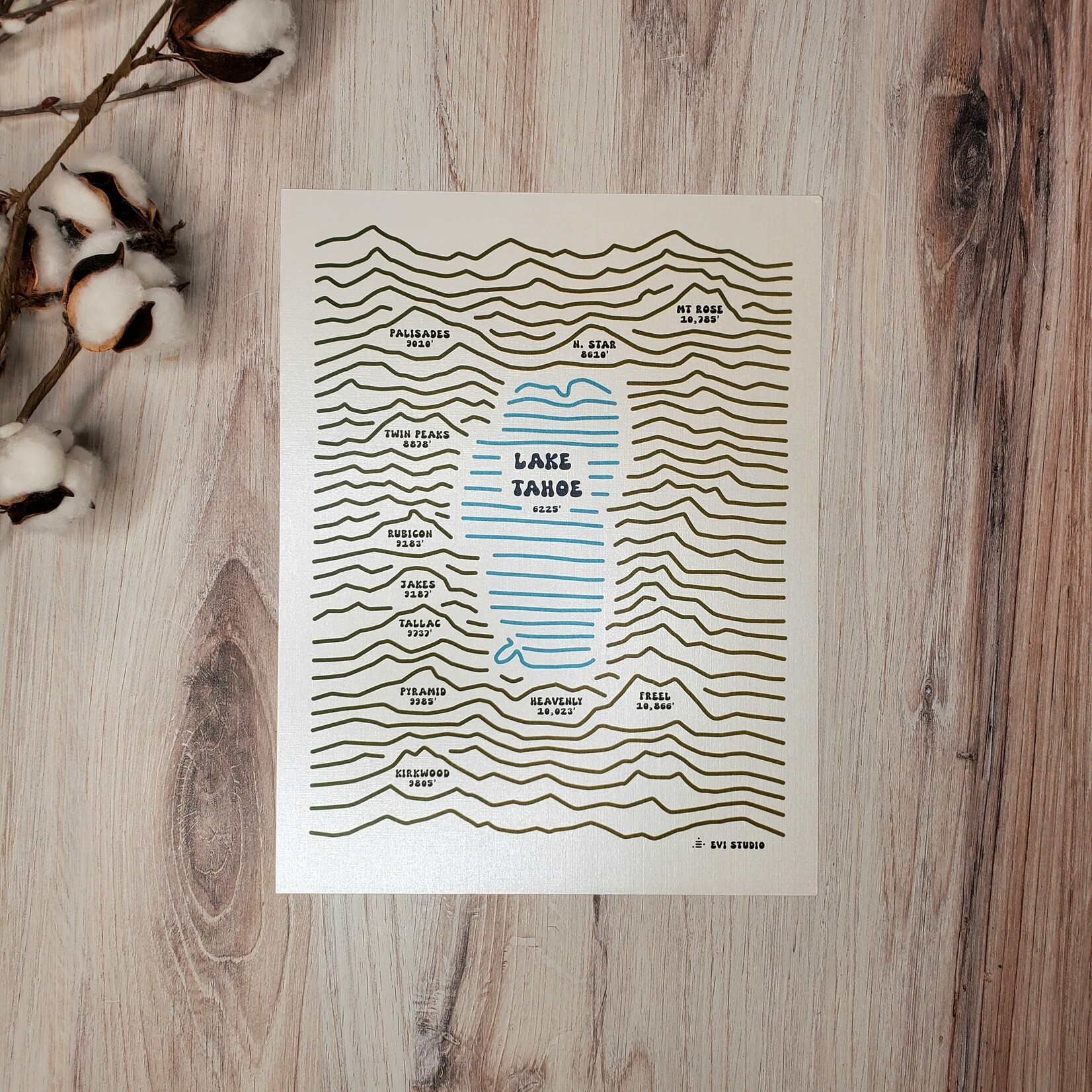 Evi Studio Tahoe Topo - Giclee Print - 8.5x11"