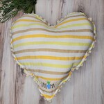 Tahloha Striped Heart Pillow - Yellow & White