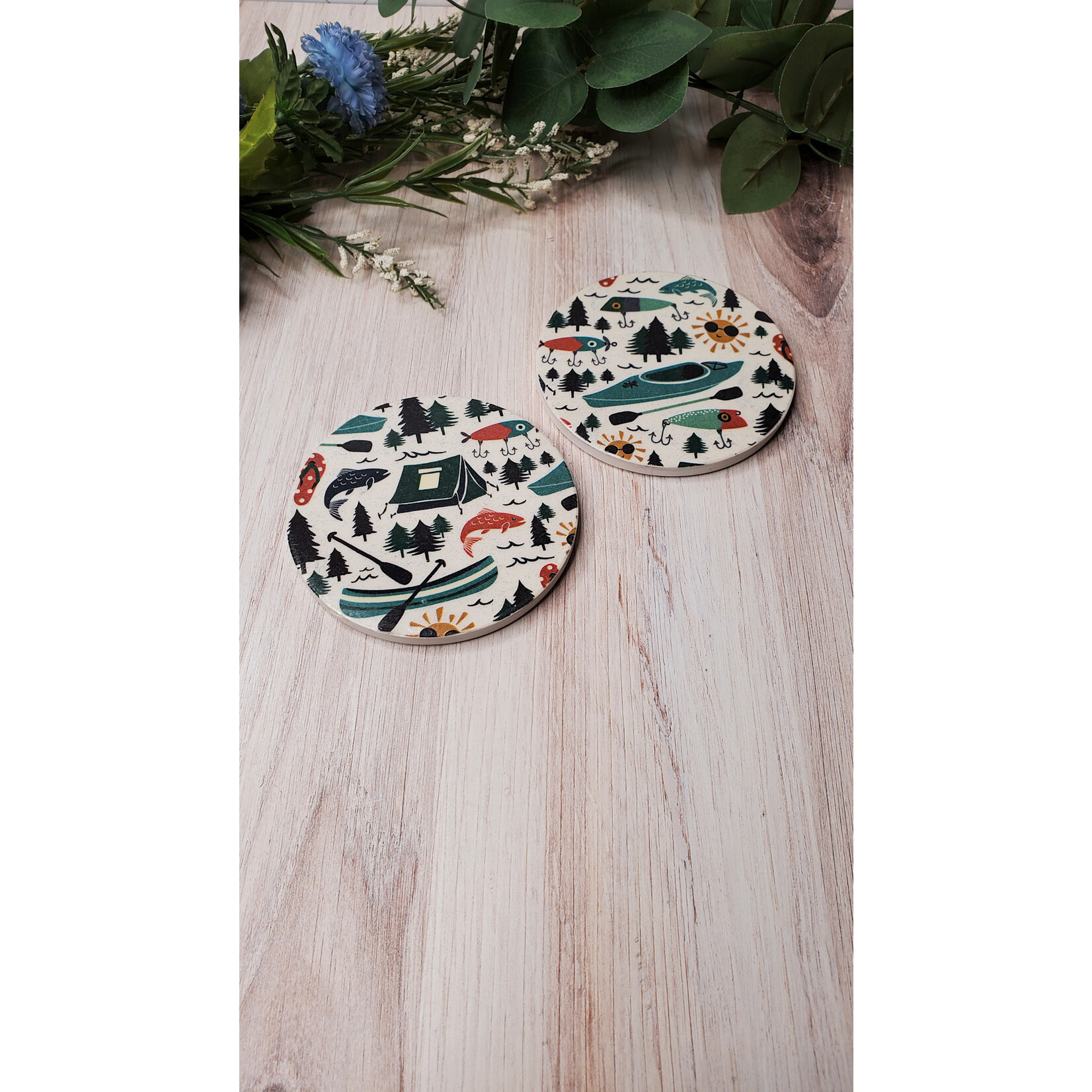 Sue Pemberton Round Ceramic Coasters - 4"