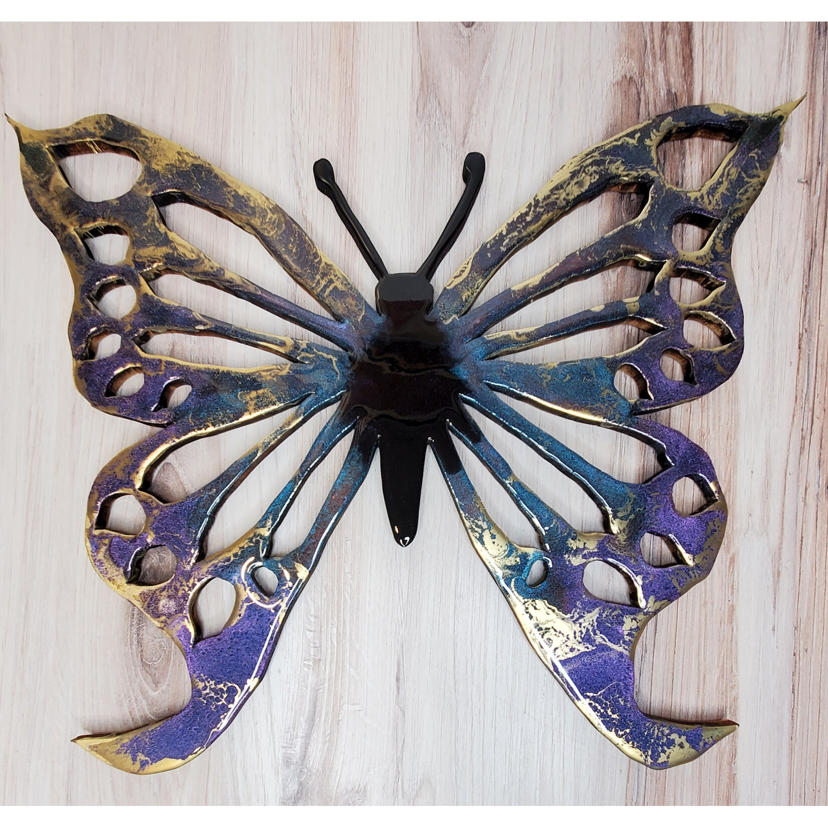 Donna Kotey Butterfly Wall Hanging - Multi Color w/ Gold - Open Wing - FF3