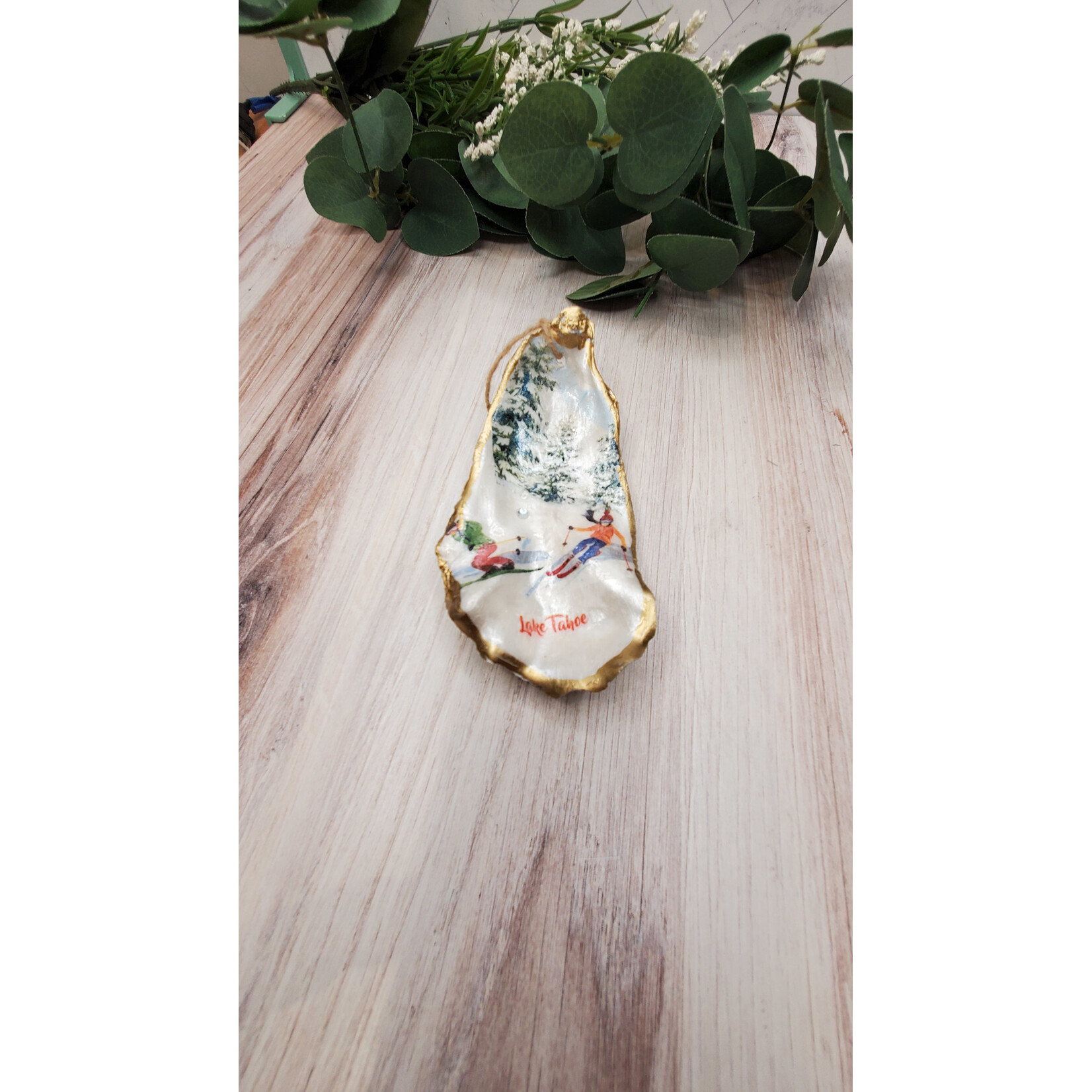 Sue Pemberton Oyster Shell Ski Ornament - Larges -