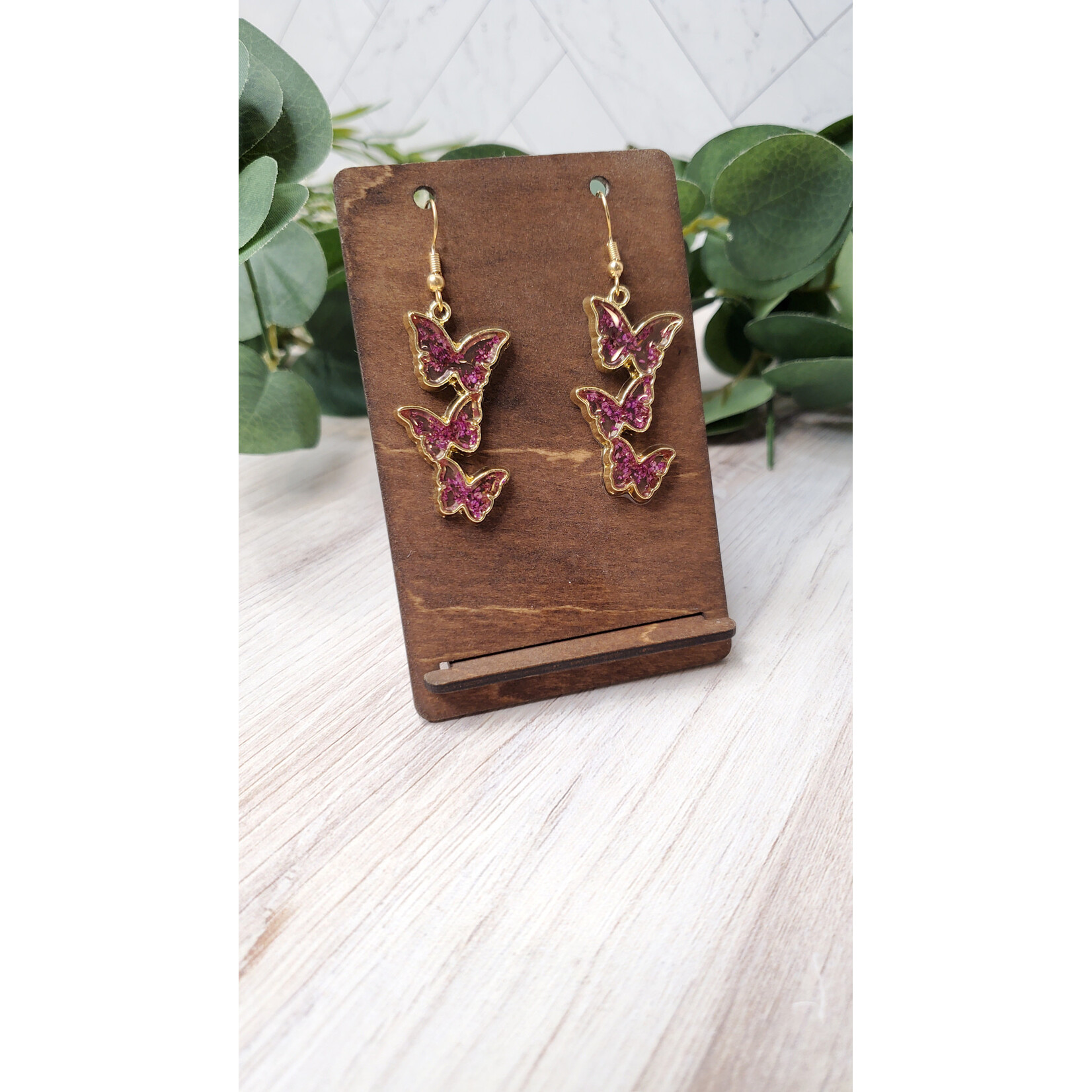 Evi Studio Botanical Earrings - Purple Butterflies