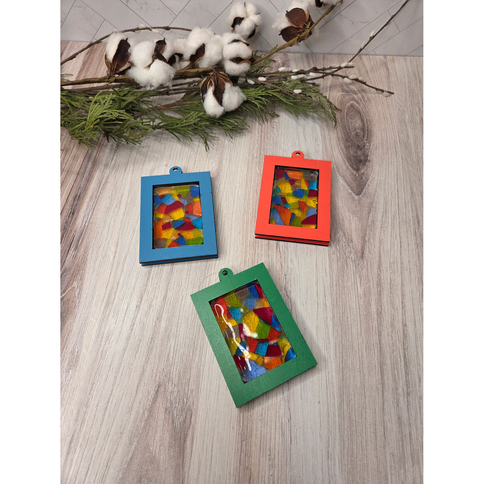 LoKo Rectangle Glass & Wood Ornaments