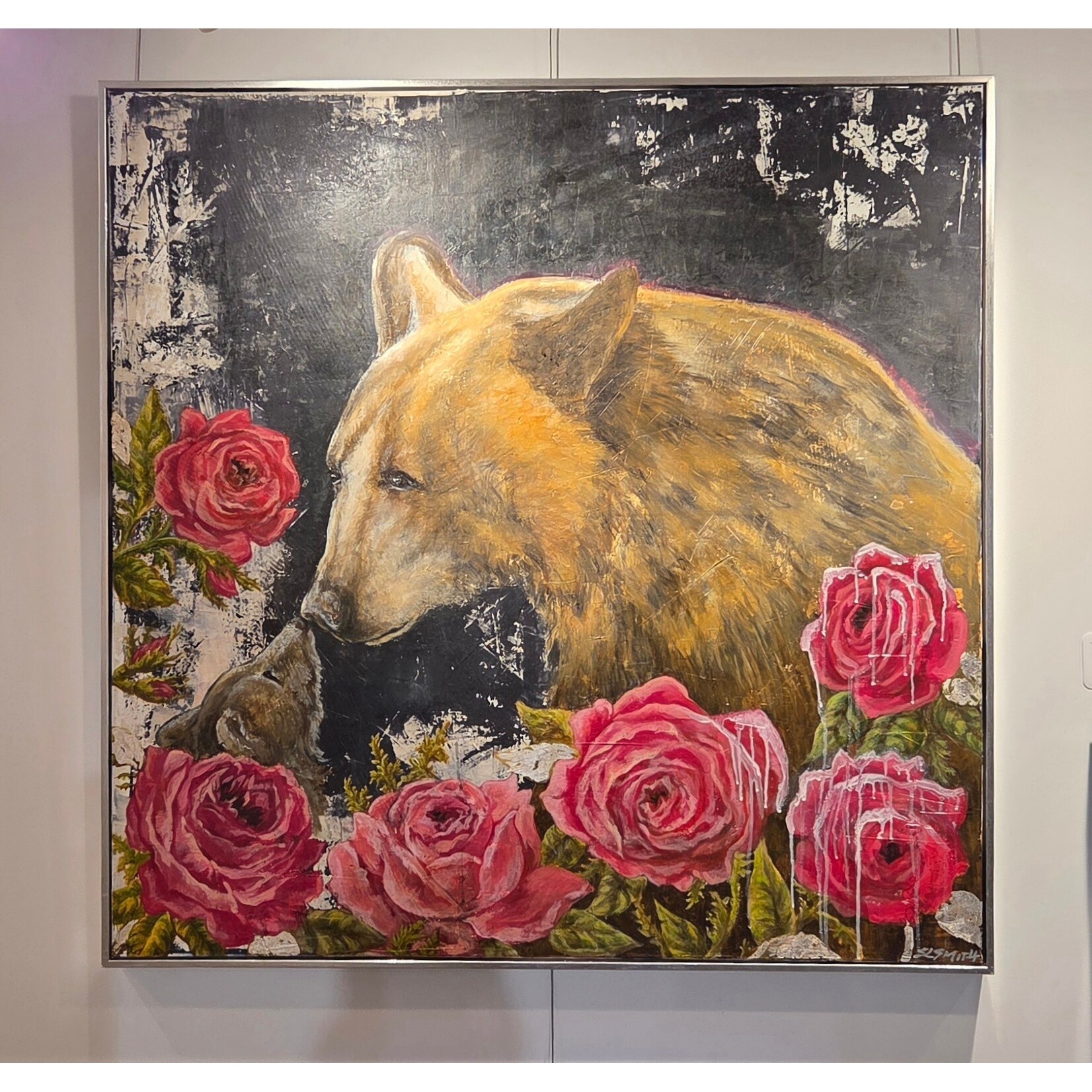 Sara L Smith "Rosa Argentum" - original mixed media - 40x40"