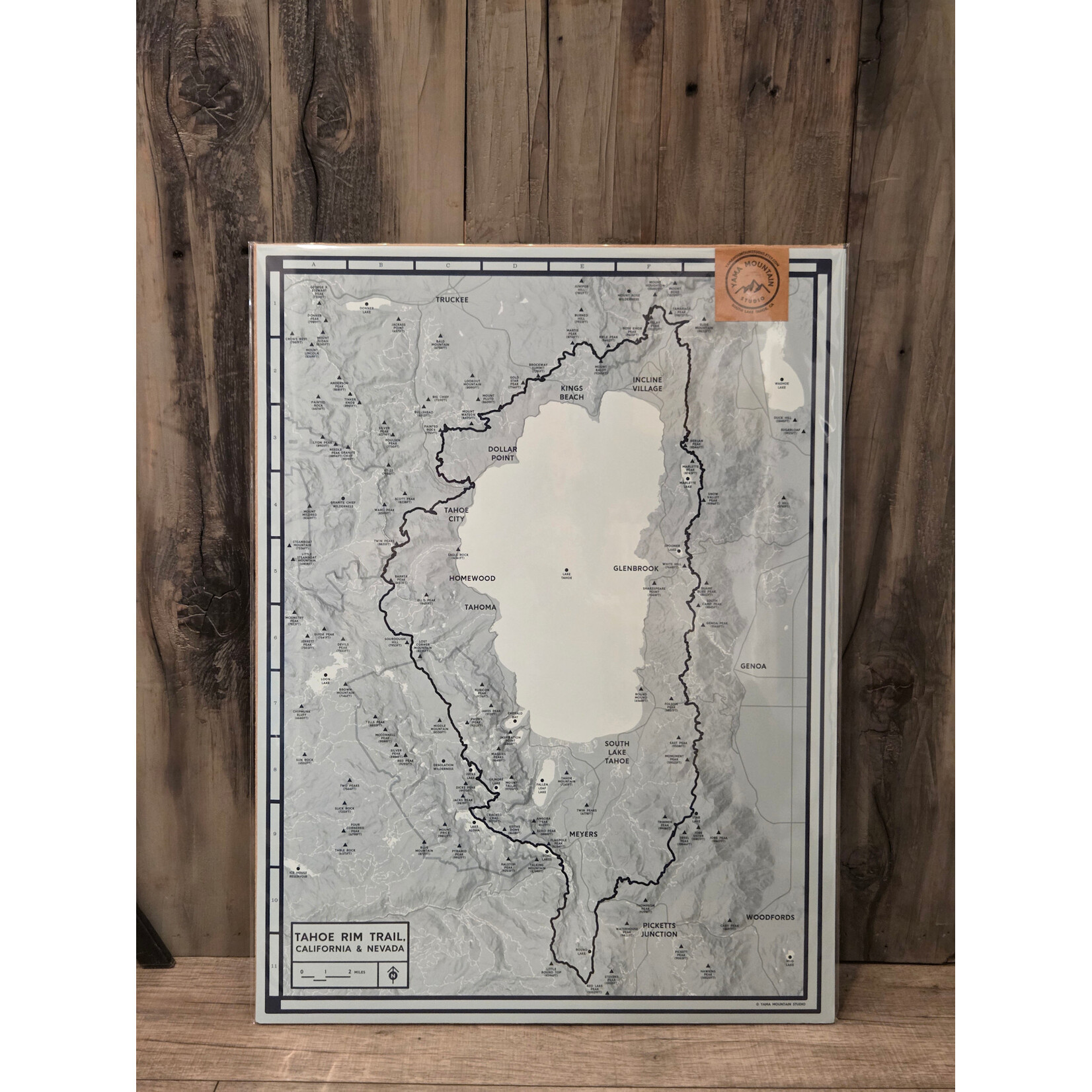 Yama Mountain Studio Tahoe Rim Trail Map Poster - 18x24"