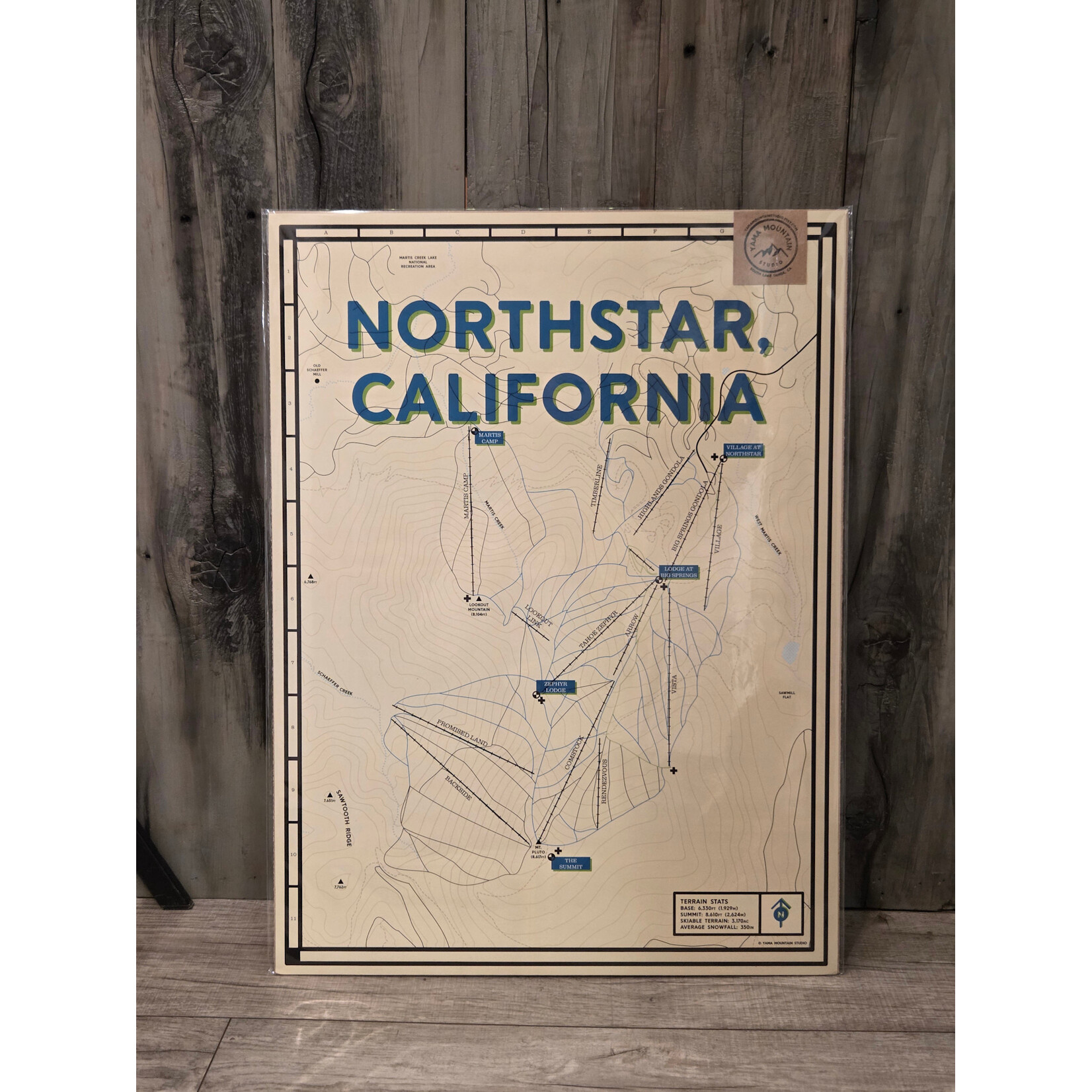 Yama Mountain Studio Northstar Ski Resport Map Poster - 18x24"