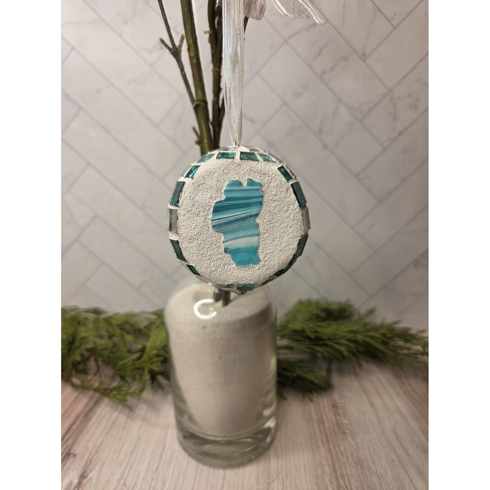 Brewster Mosaics Disco Ball Ornament - Lake Tahoe - Turquoise
