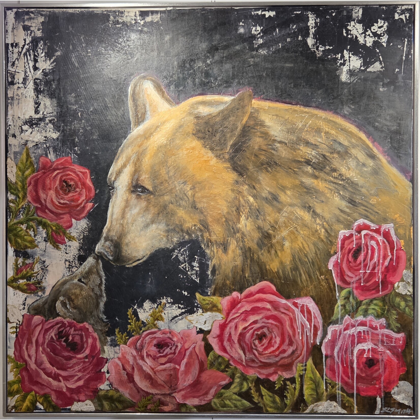 Sara L Smith "Rosa Argentum" - original mixed media - 40x40"