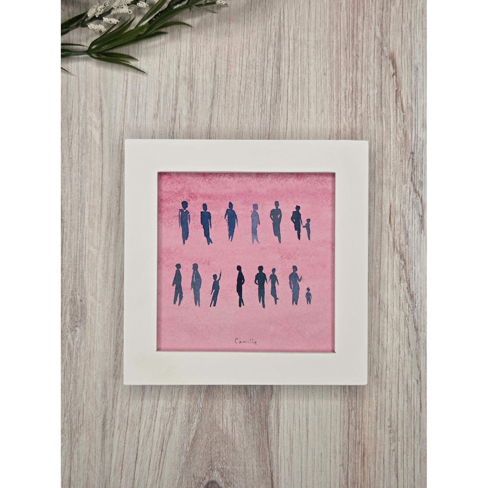 Handmade by Camille "Reach" - mini framed original - 5x5"