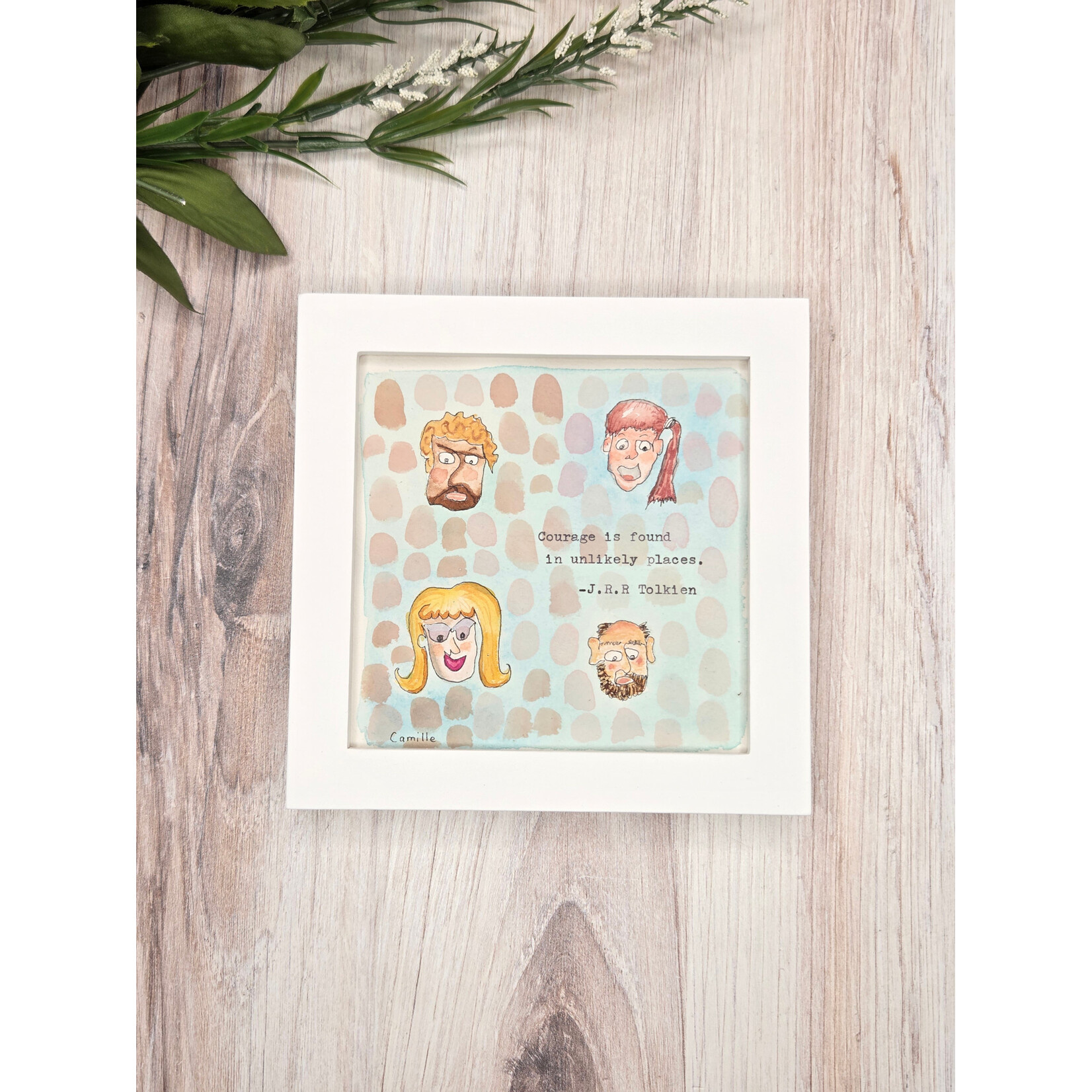 Handmade by Camille "Courage" - mini framed original - 6x6"