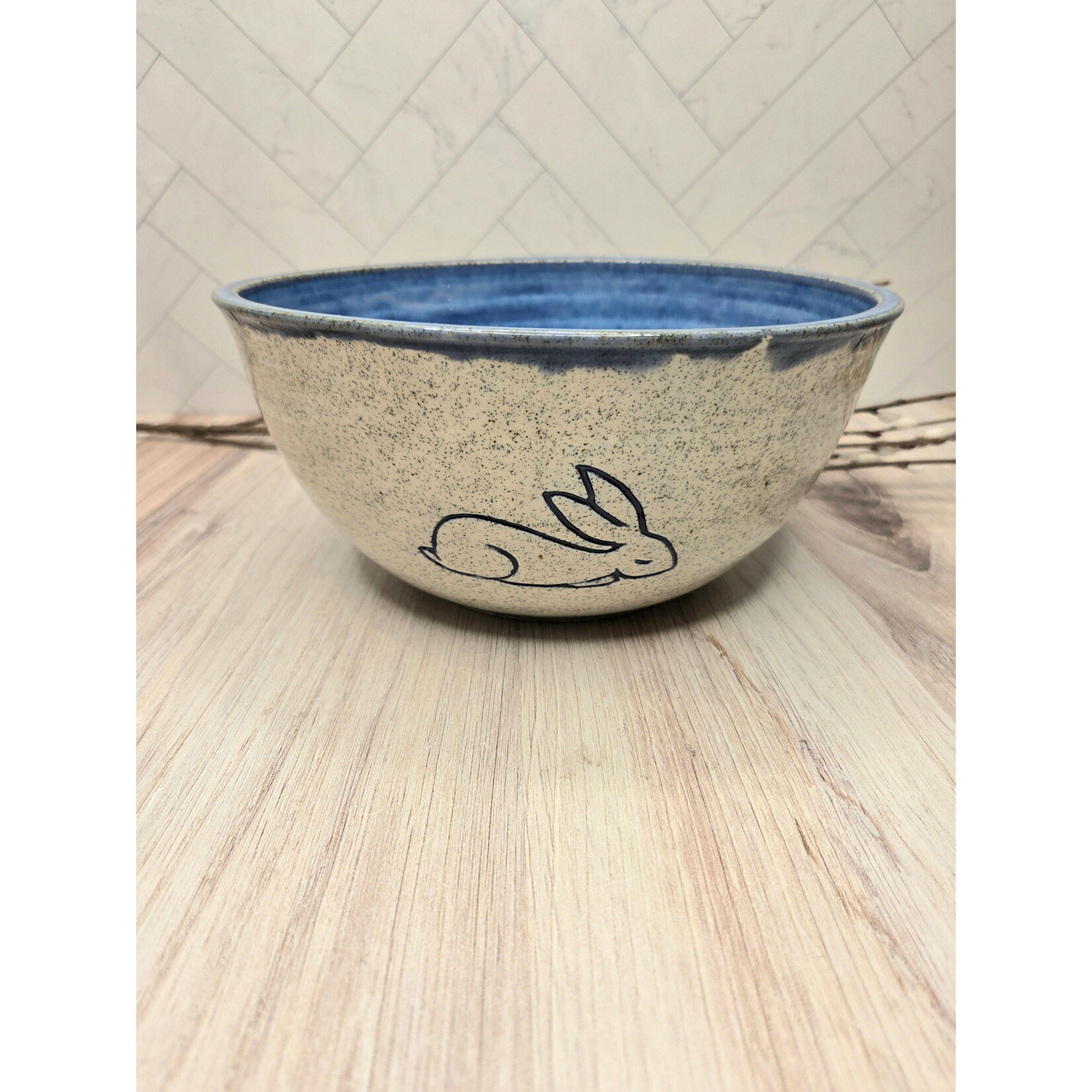 Elaine Randall Bunny Dance Ceramic Bowl  - 8.5" diameter