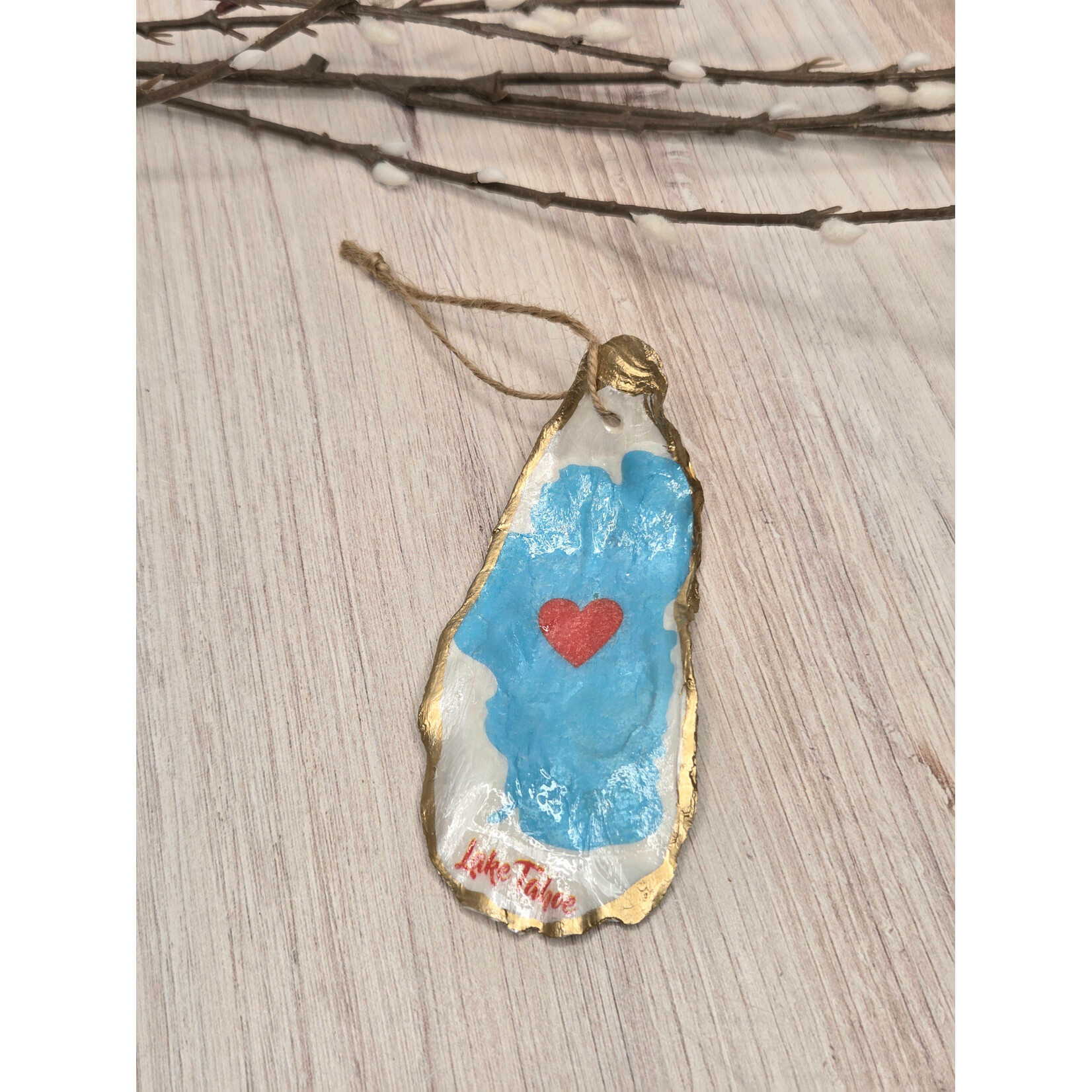 Sue Pemberton Oyster Shell Ski Ornament- Smalls