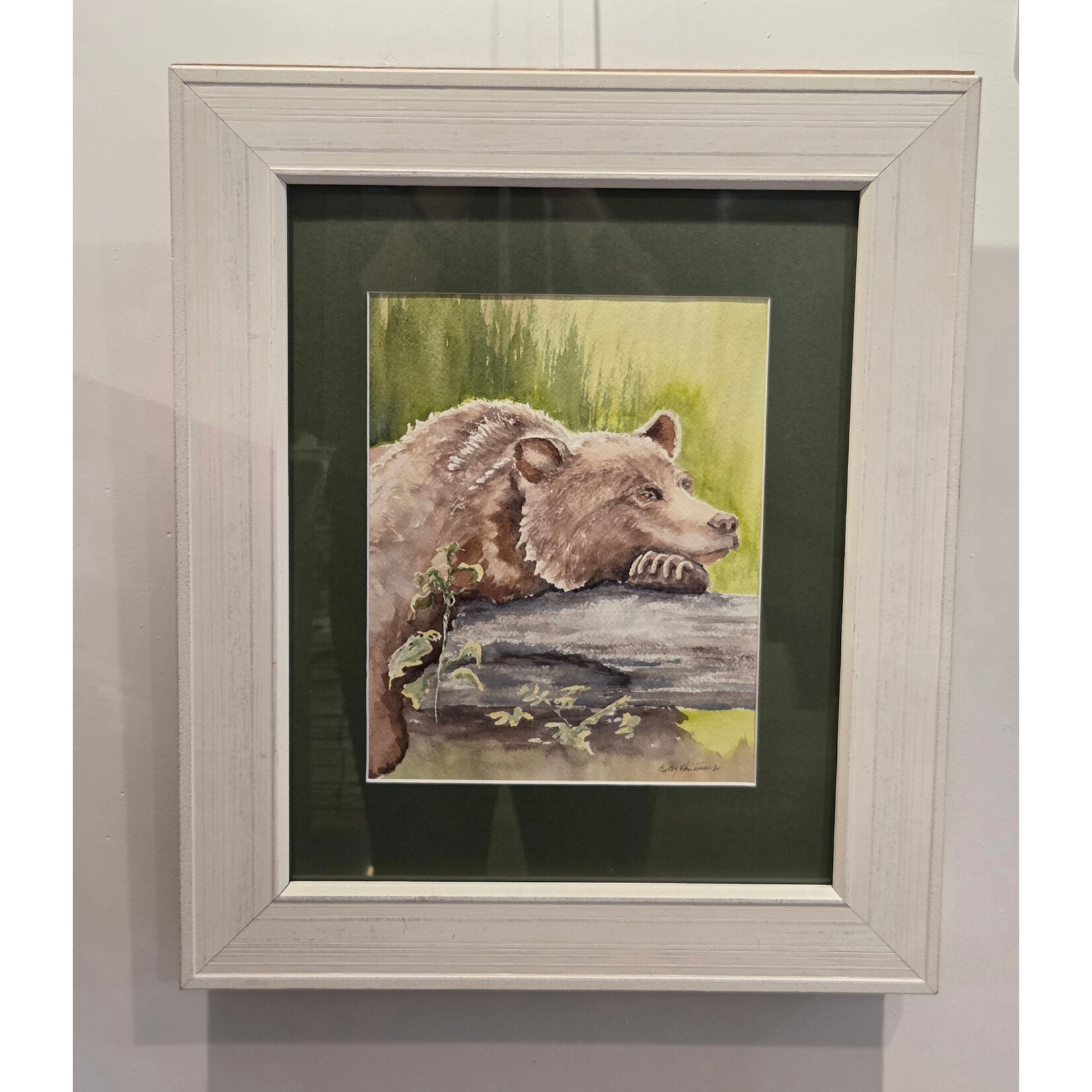 Betsy Hambleton "Grizzly Repose" - watercolor - 15x18" framed