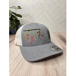 Fast and Luse Hand embroidered twig hat - snapback  - gray & white