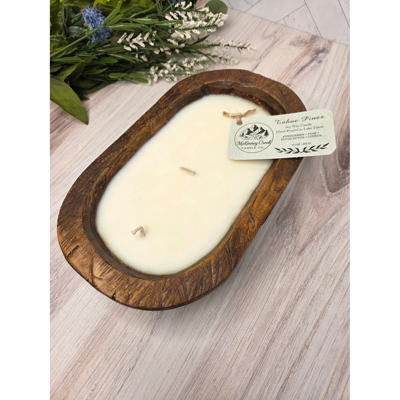 McKinney Creek Candle Company Tahoe Pines - classic wood bowl candle