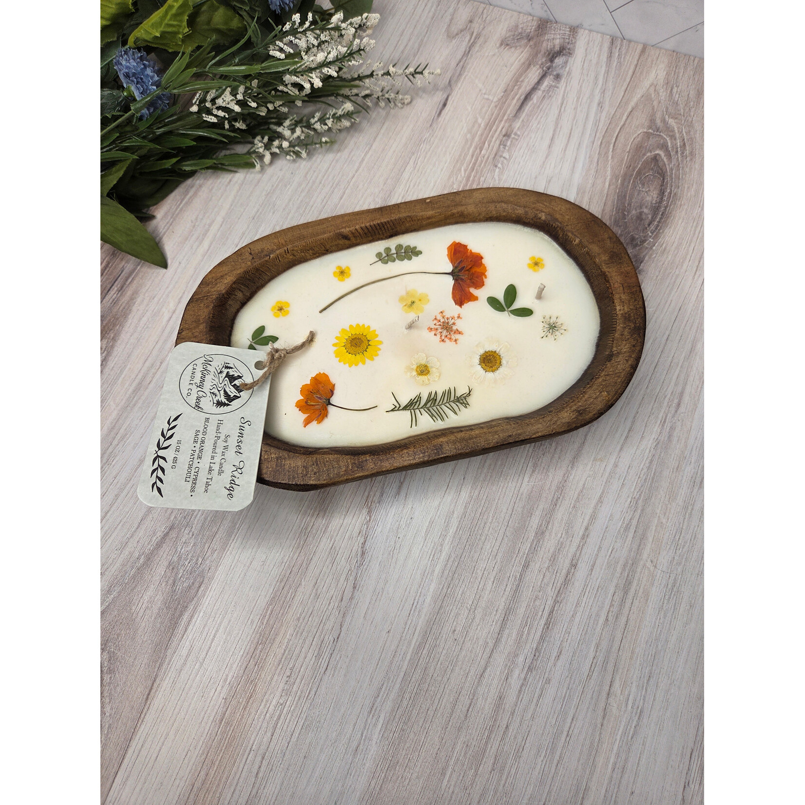 McKinney Creek Candle Company Sunset Ridge -botanical wood bowl candle
