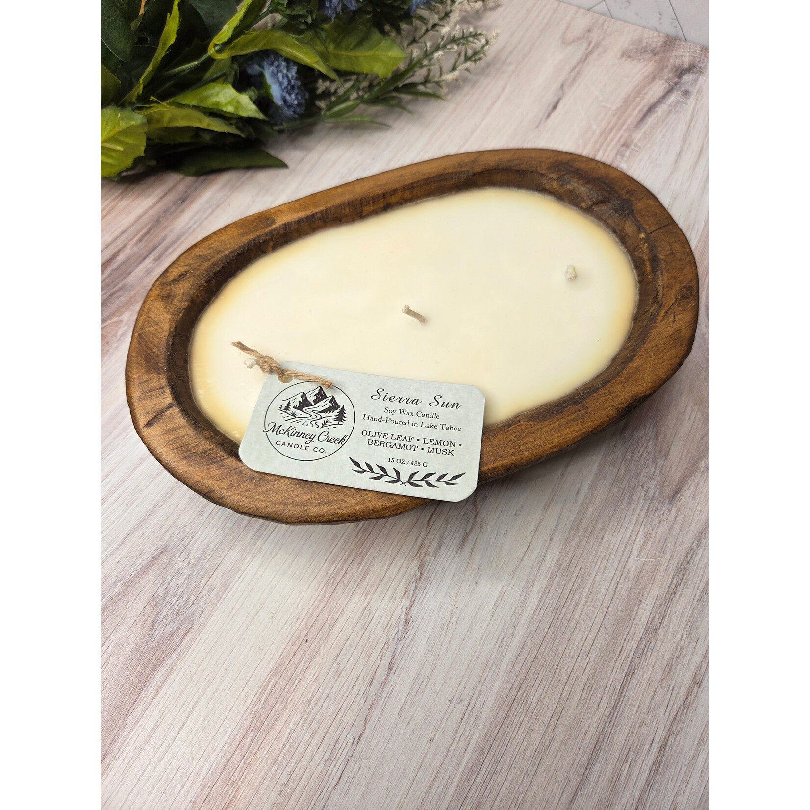 McKinney Creek Candle Company Sierra Sun - classic wood bowl candle
