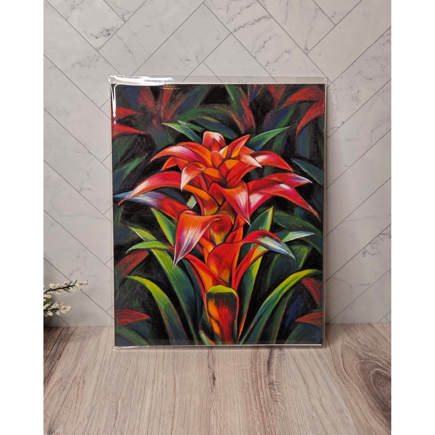 Sky Woodland Art "Red Bromedliad" - 8x10" giclee