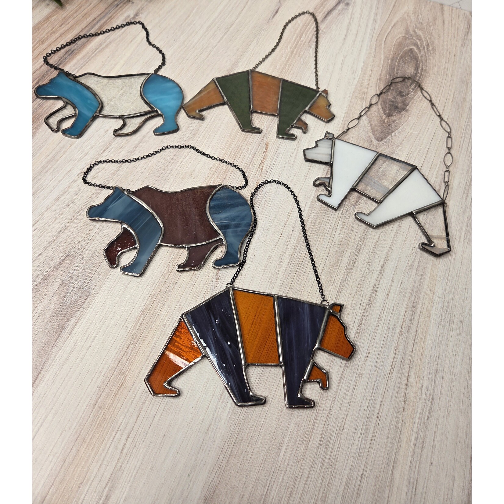 Deep Lake Creations Stained Glass Bear - Blue - 5x3"