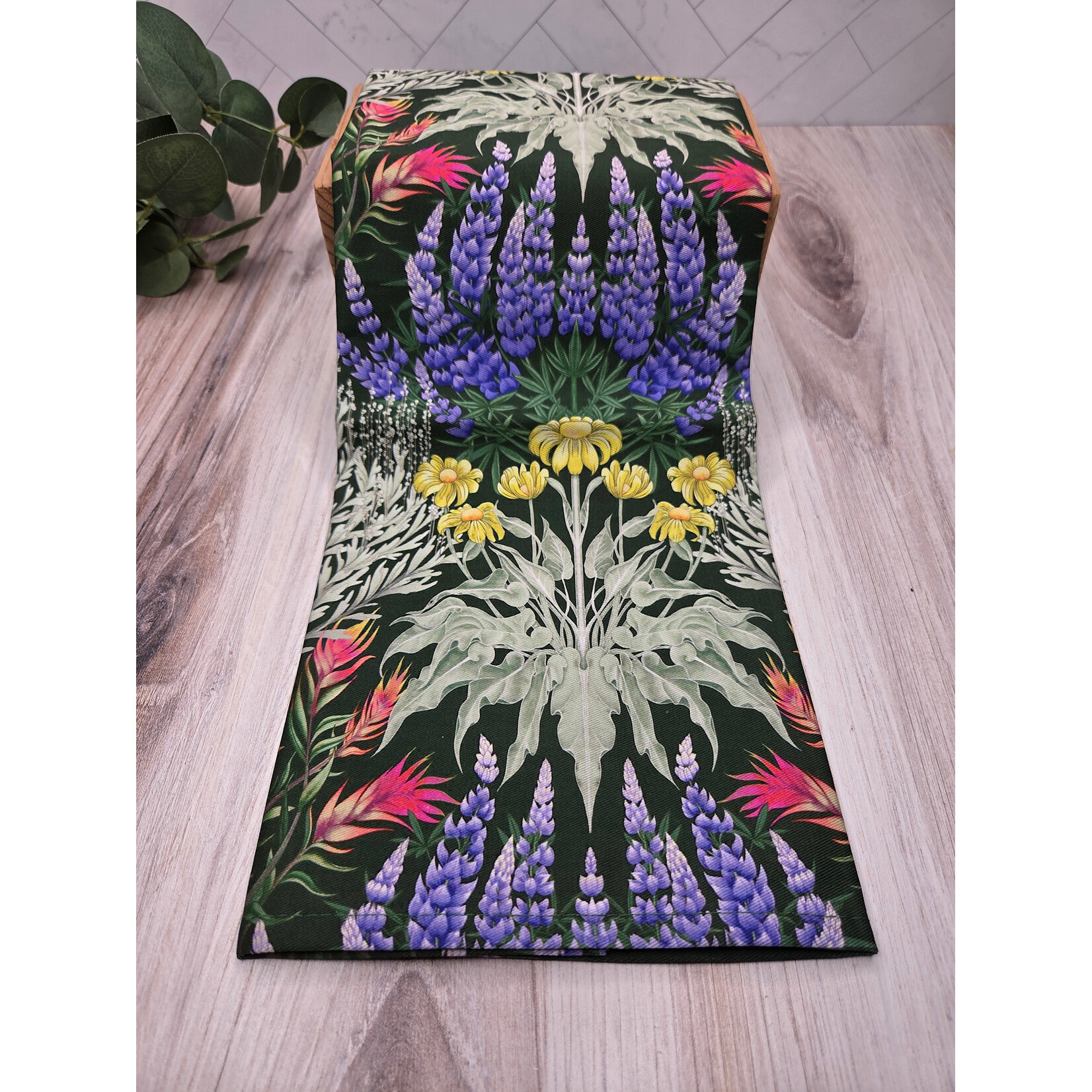 Mairin Kareli Design Tea Towel - Wildflower Millefleur Dark