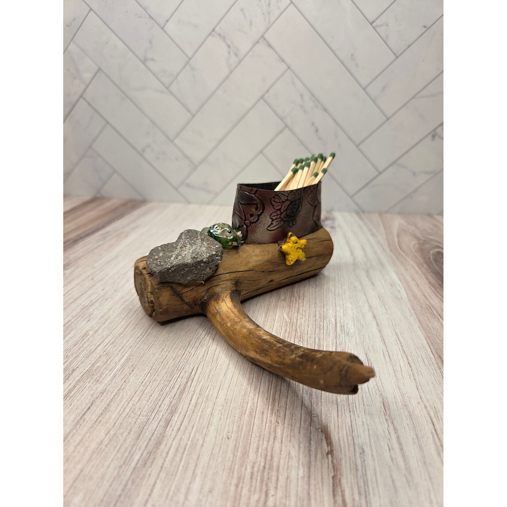 Mary Eastman Tahoe Driftwood Match Holder - with strike rock
