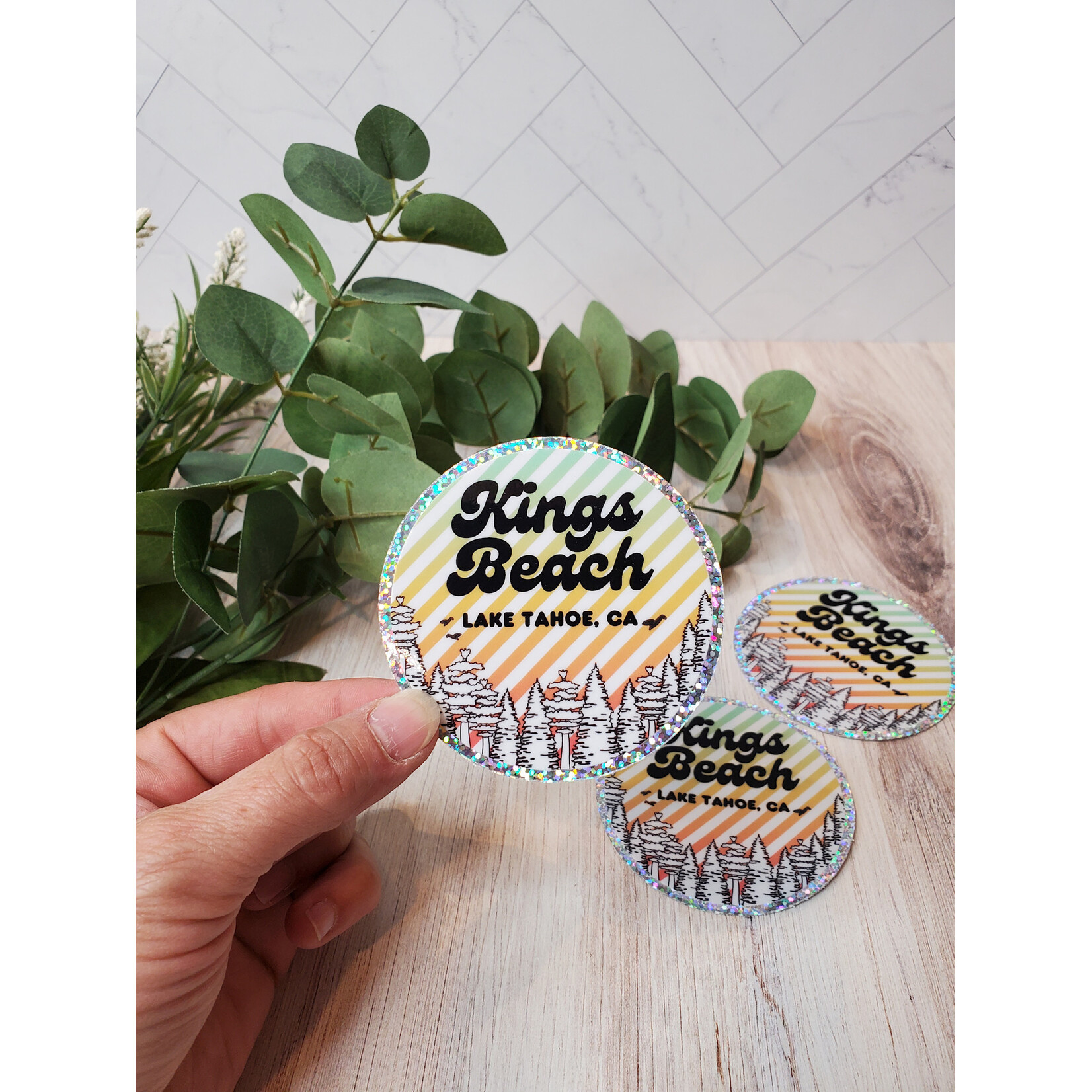Stirling Studios Kings Beach Striped Glitter Sticker - 3"