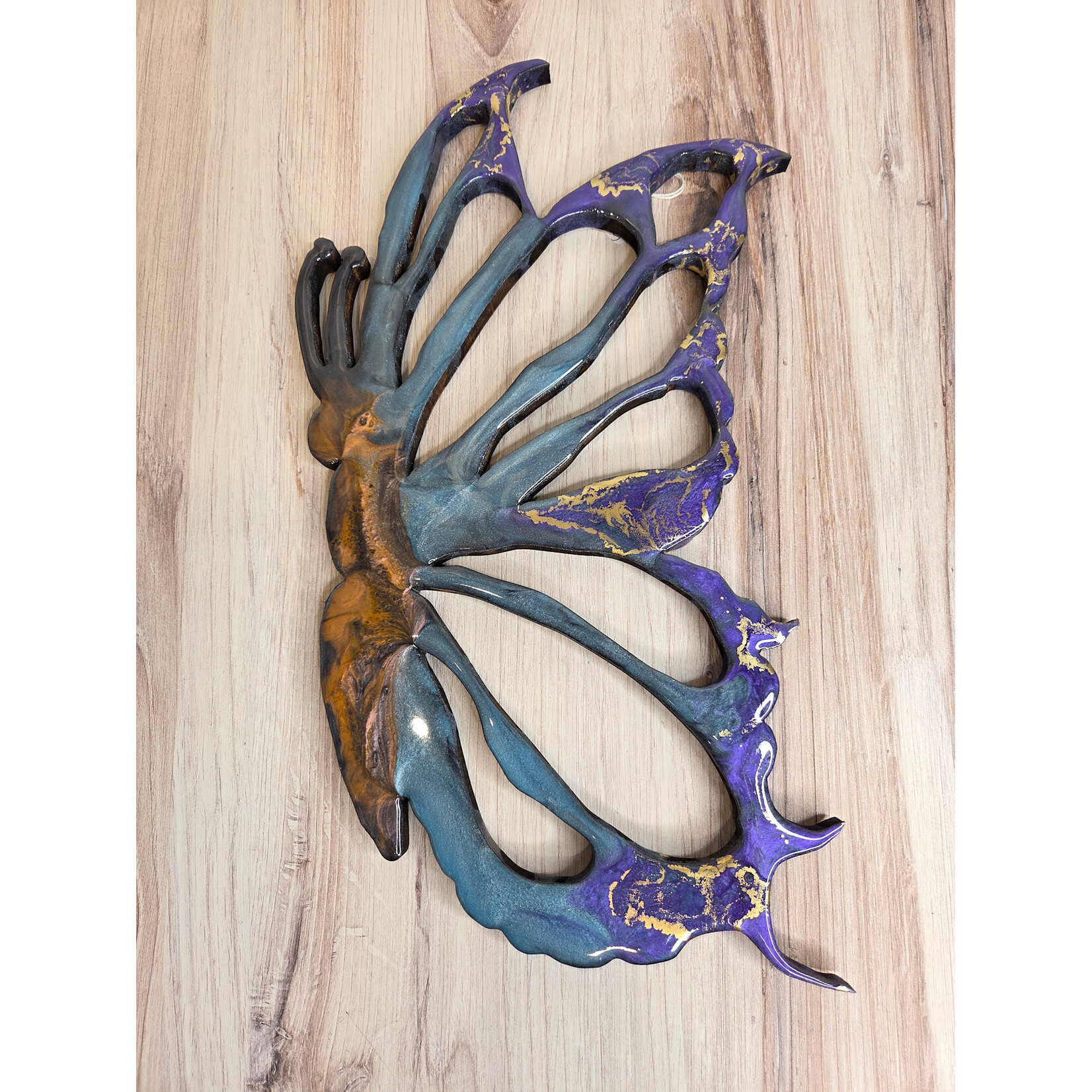 Donna Kotey Butterfly - Wood & Resin - blue & purple/ side profile