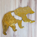 Donna Kotey Gold Walking Bear w/ California Cut-Out - Wood & Resin