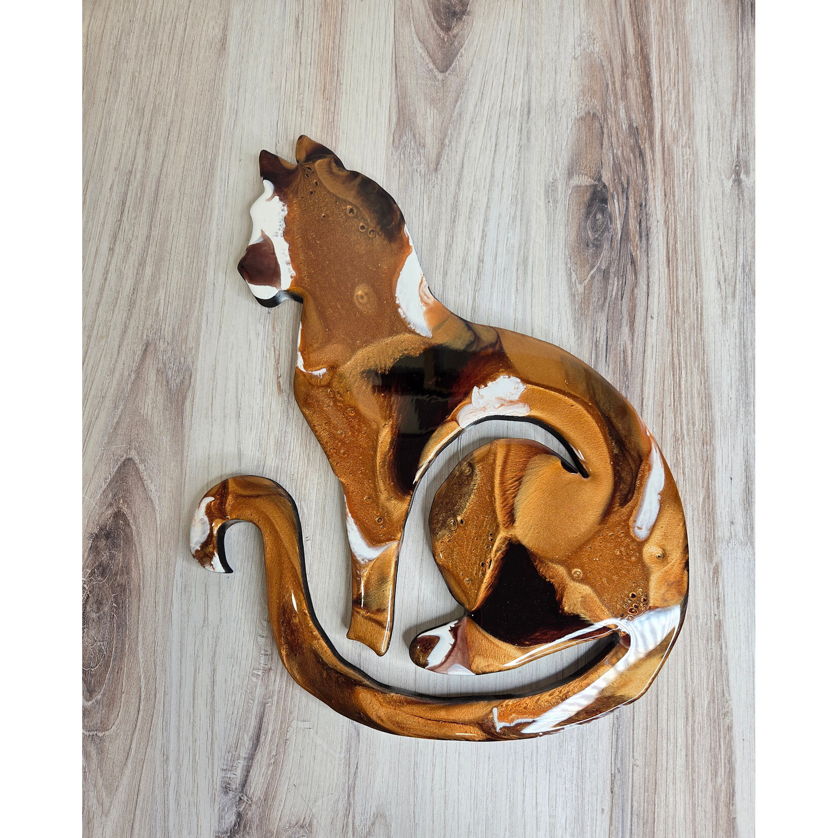 Donna Kotey Calico Cat - Wood & Resin