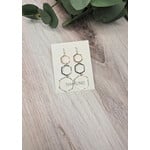 Tamacino Foxglove Earrings - Hexagons - Gold + Oxidized + Silver