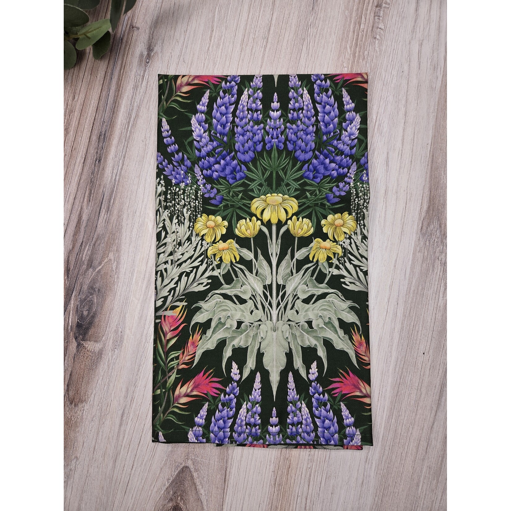 Mairin Kareli Design Tea Towel - Wildflower Millefleur Dark