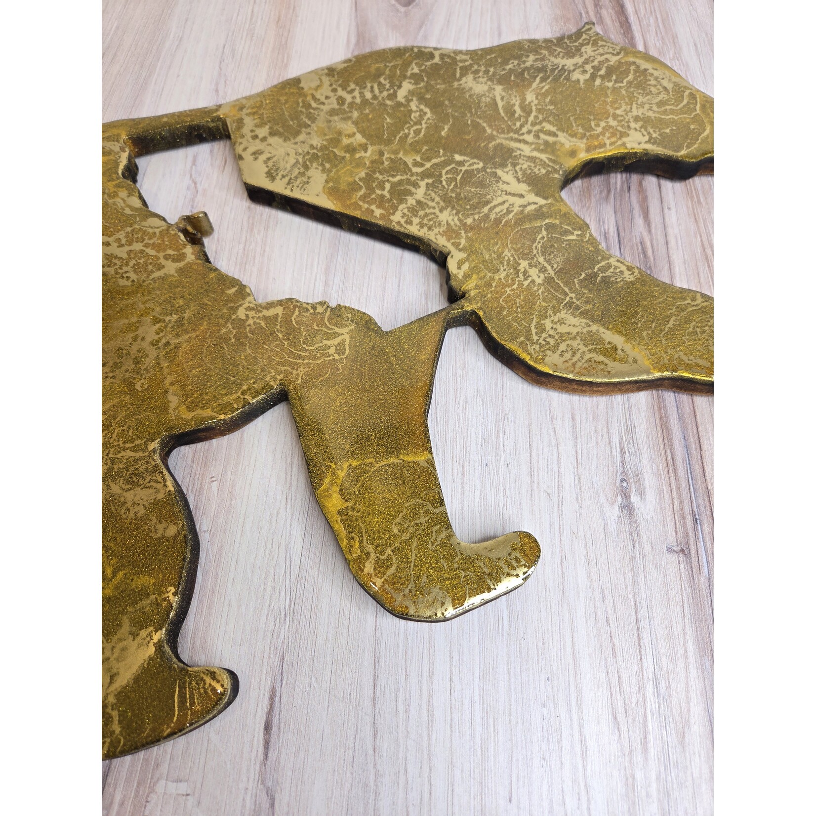 Donna Kotey Gold Walking Bear w/ California Cut-Out - Wood & Resin
