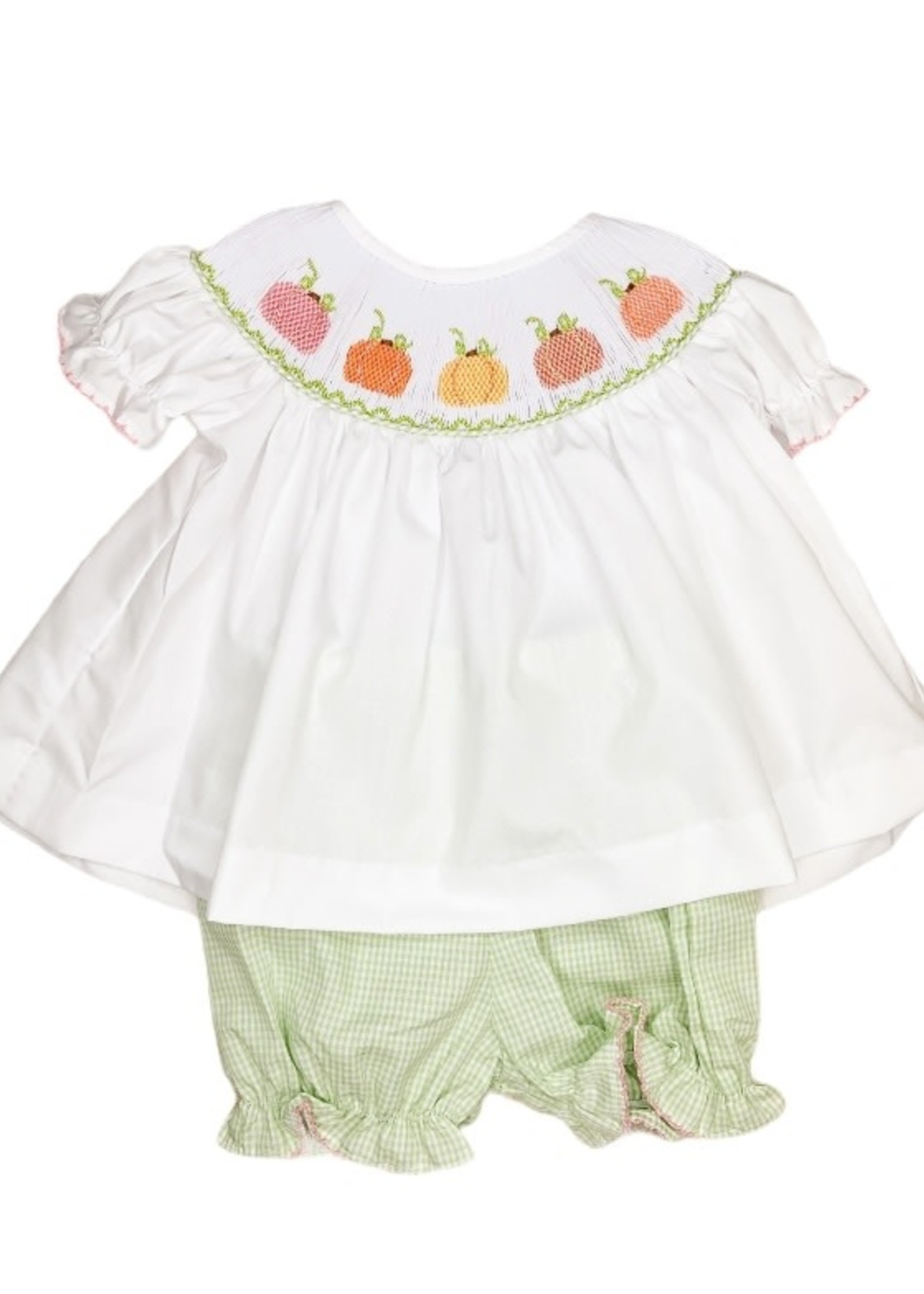 Smocked Pumpkin Bloomer Set Plaid Rabbit Gifts