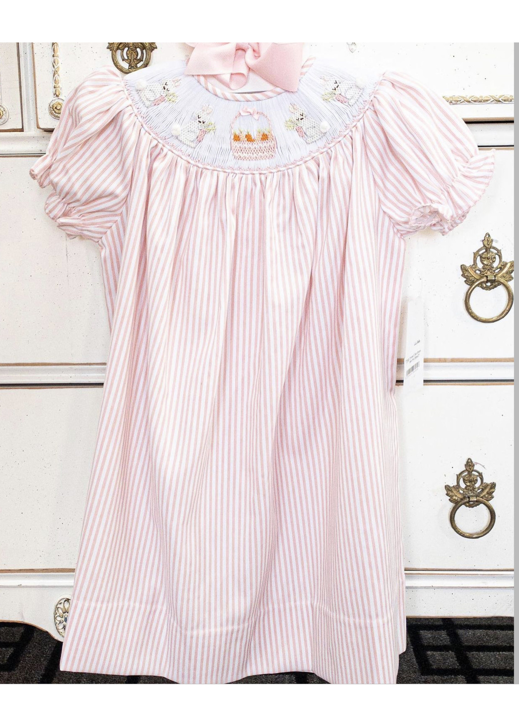 Lulu Bebe Emma E. Bun Smock Bish Pink Stripe Dress
