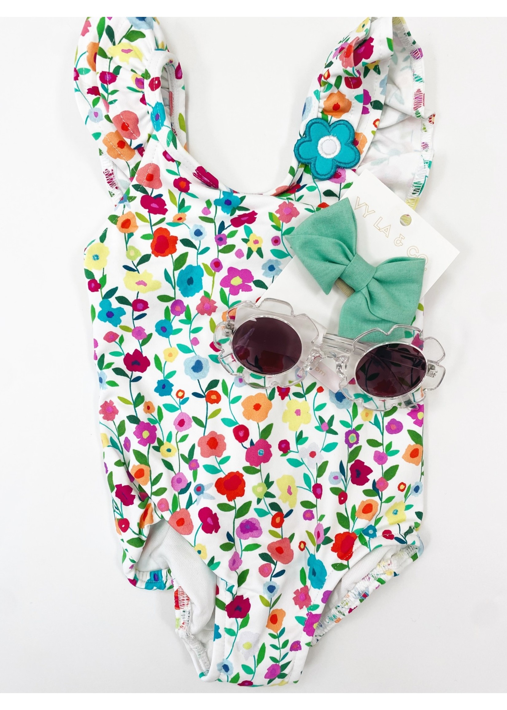Florence Eiseman Floral Swimsuit w/ Ruffles