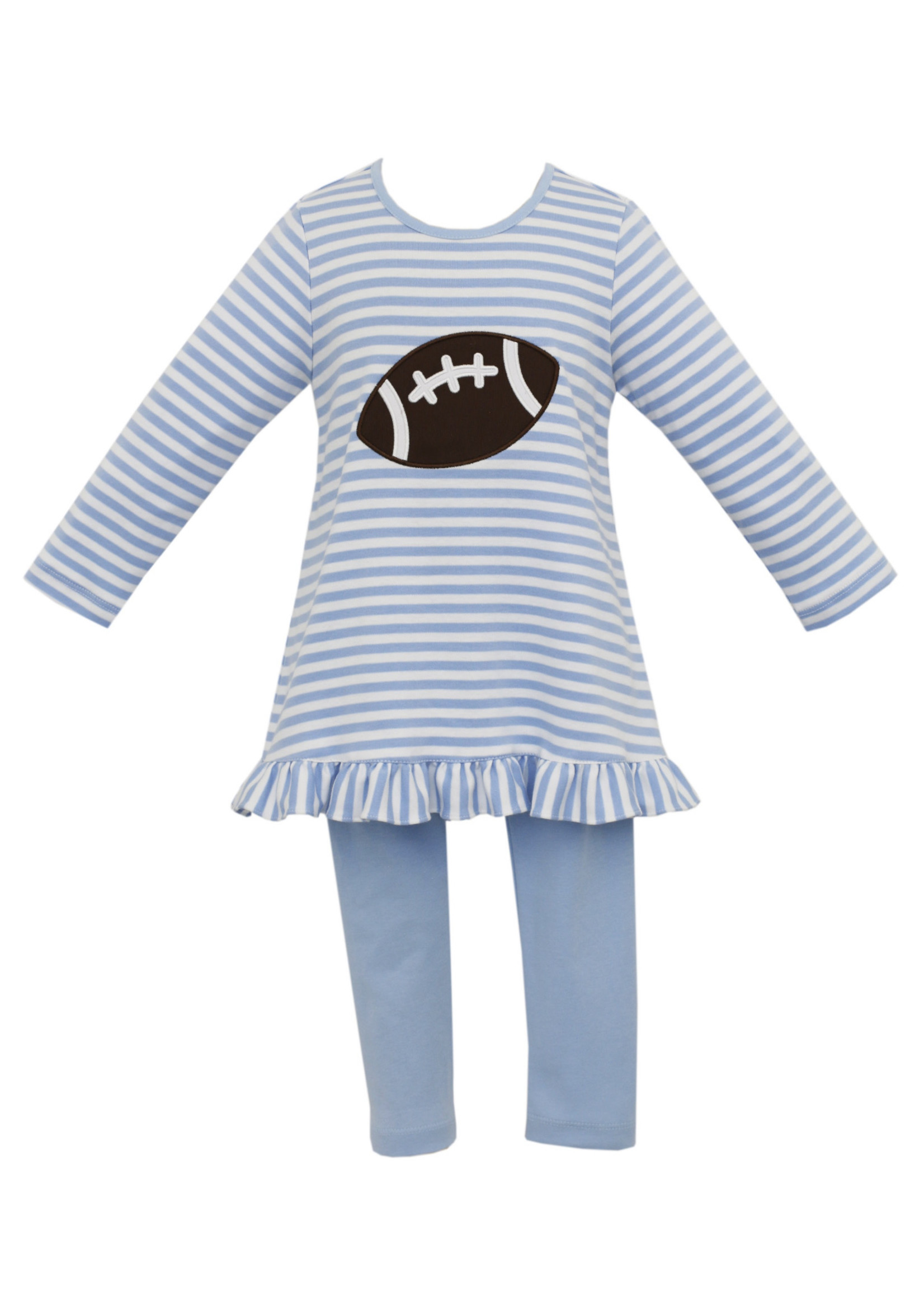Claire and Charlie Tunic Set - Blue Stripe Football