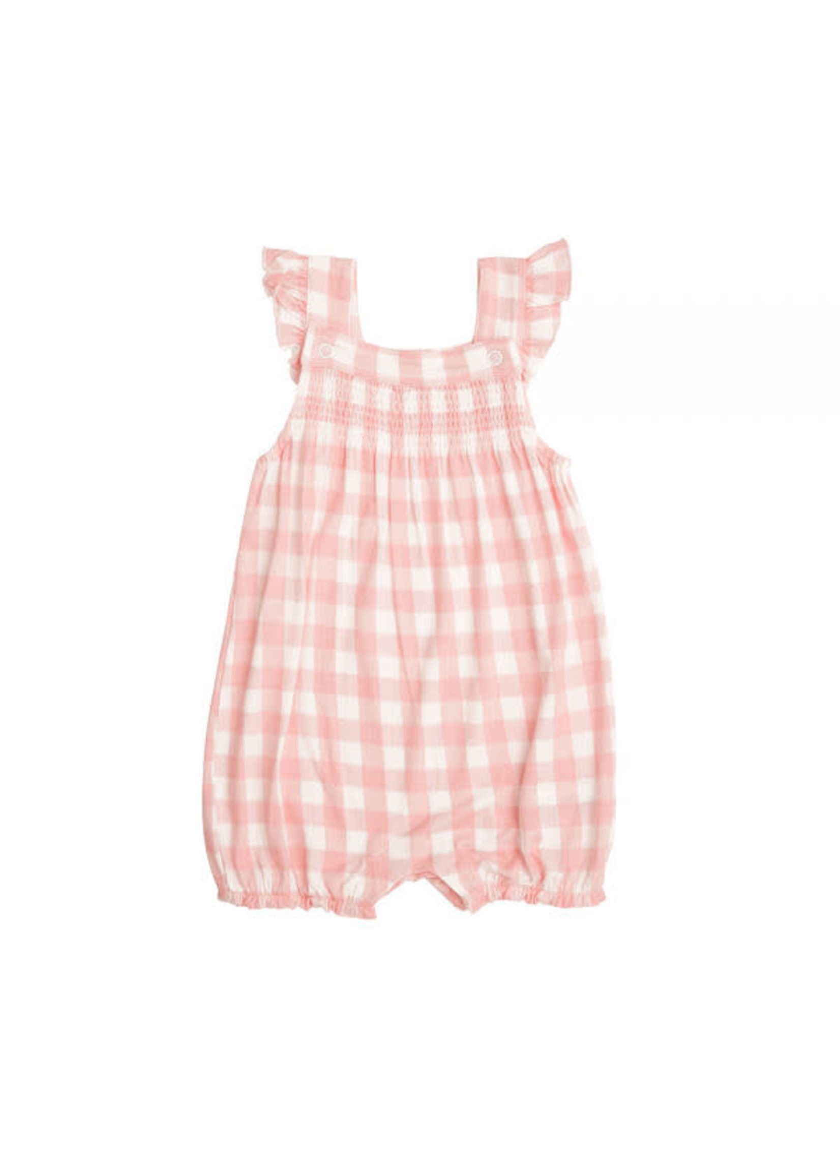 Angel Dear Gingham Pink Smock Overall Shortie
