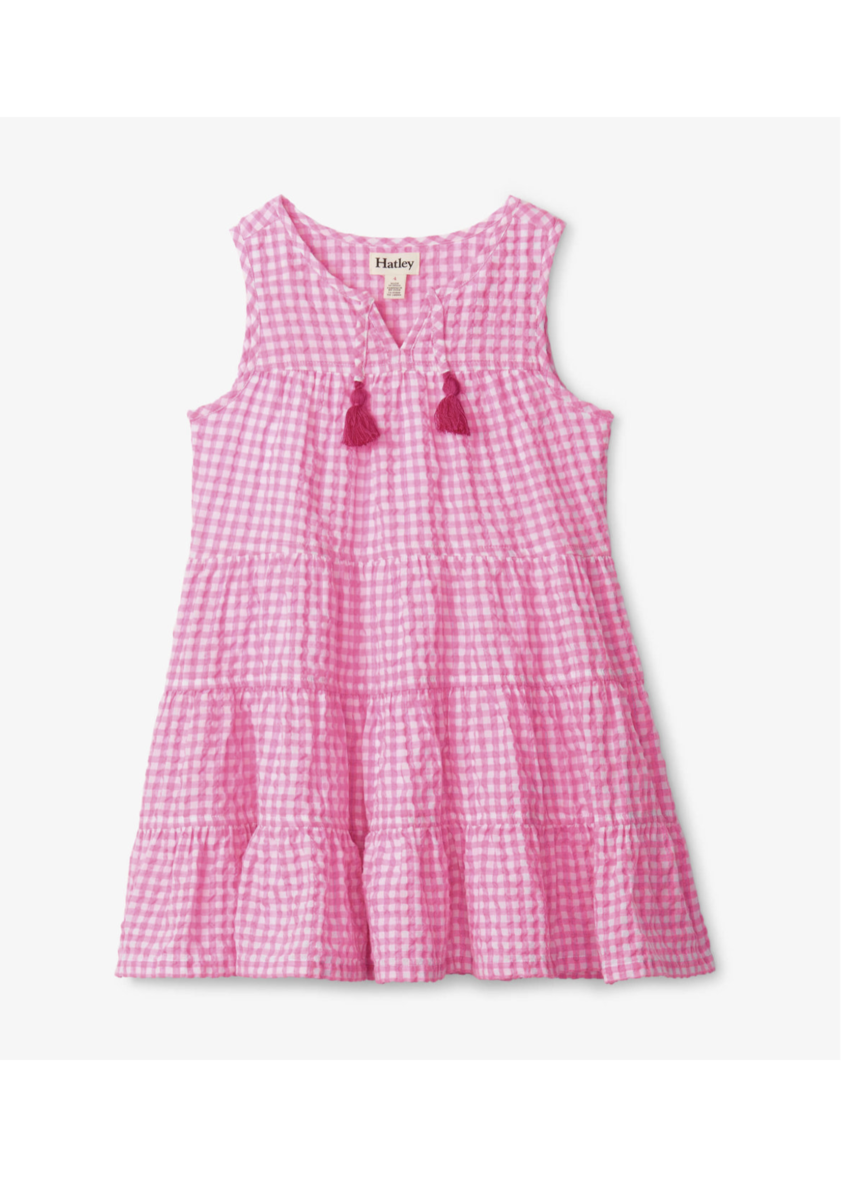 Hatley Pink Gingham Tiered Dress