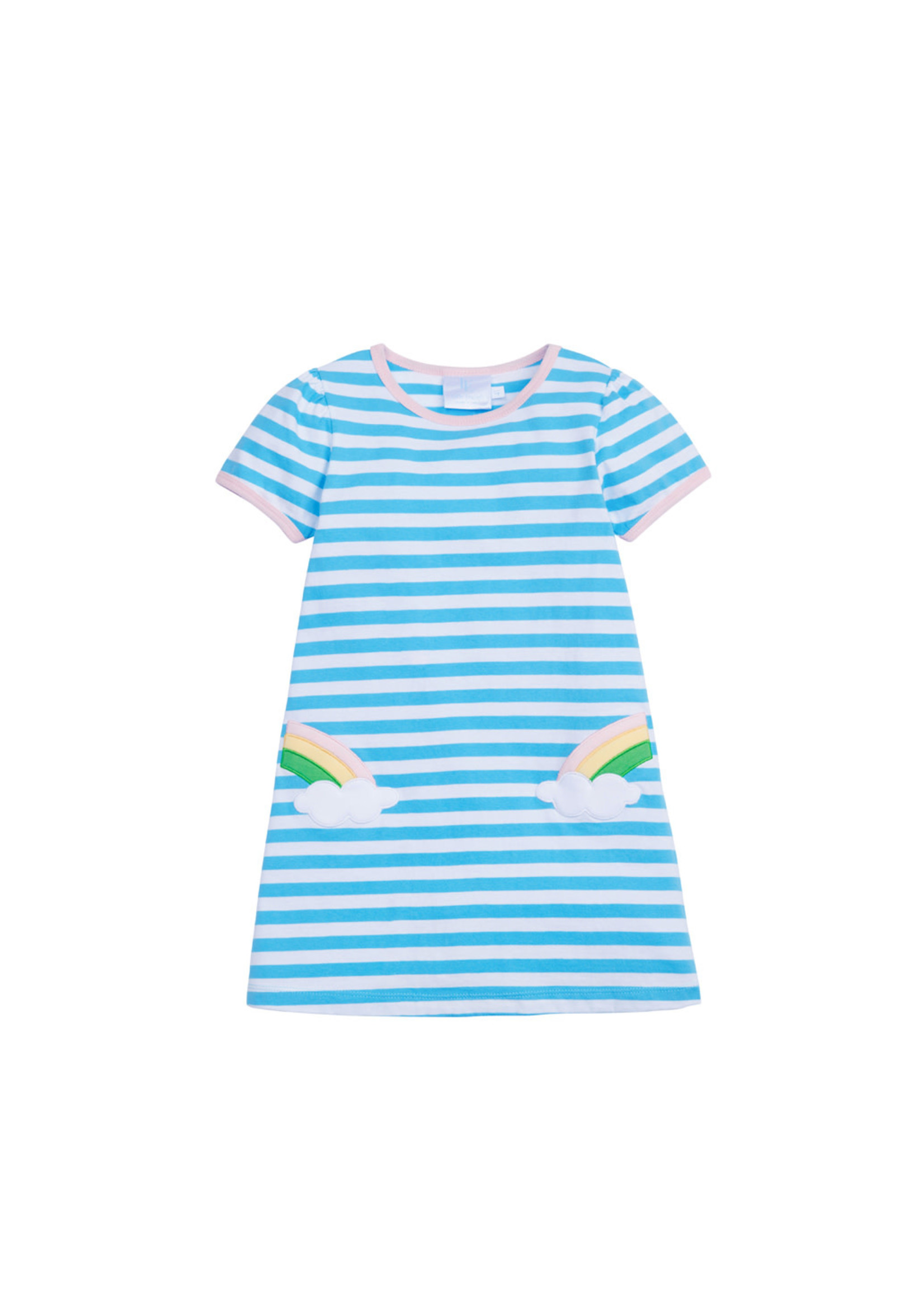 Little English Rainbow Applique T-Shirt Dress