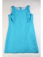 Maggie Breen Ruffle Dress Turquoise Linen