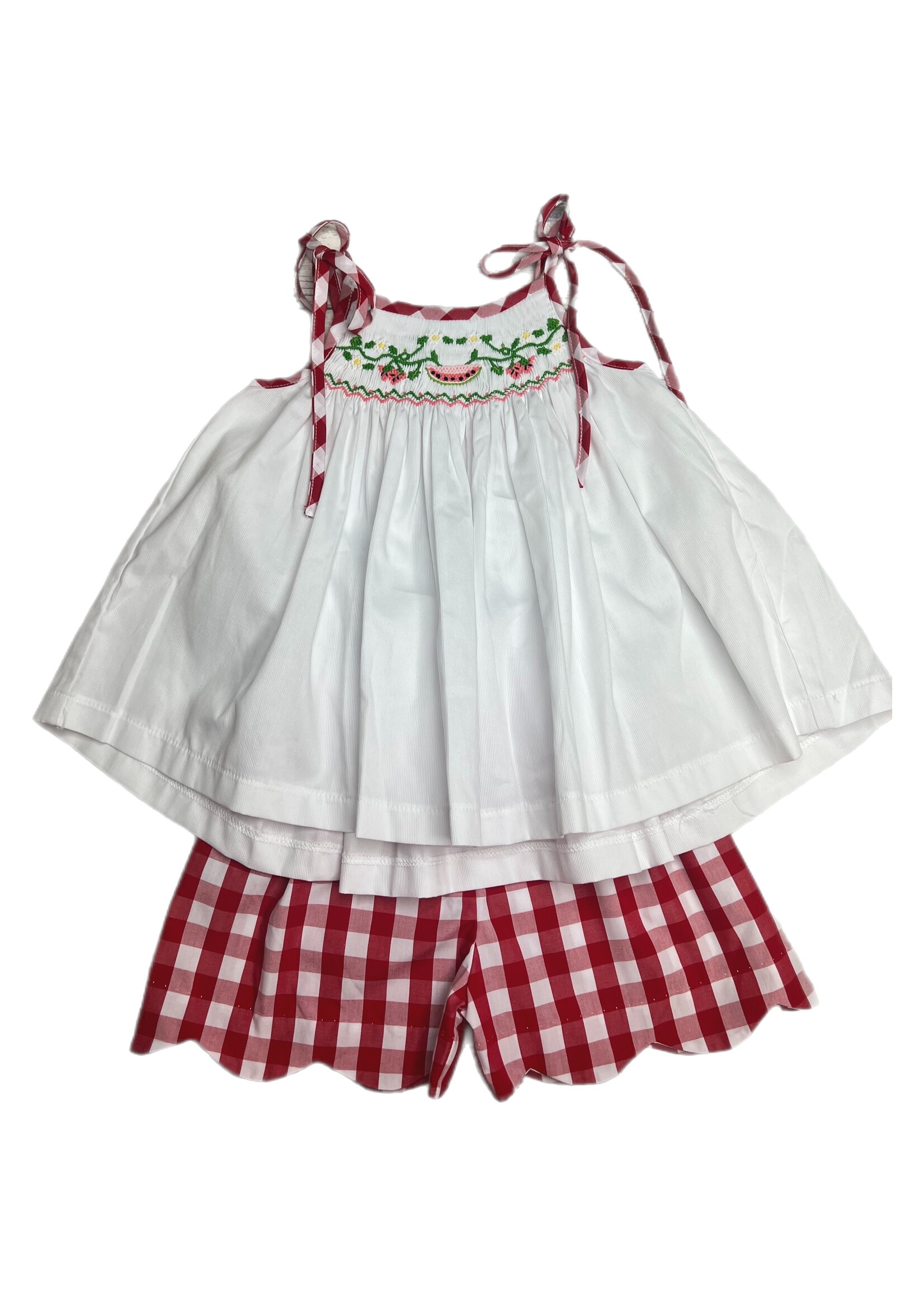 Delaney White Watermelon Top & Red Check Shorts
