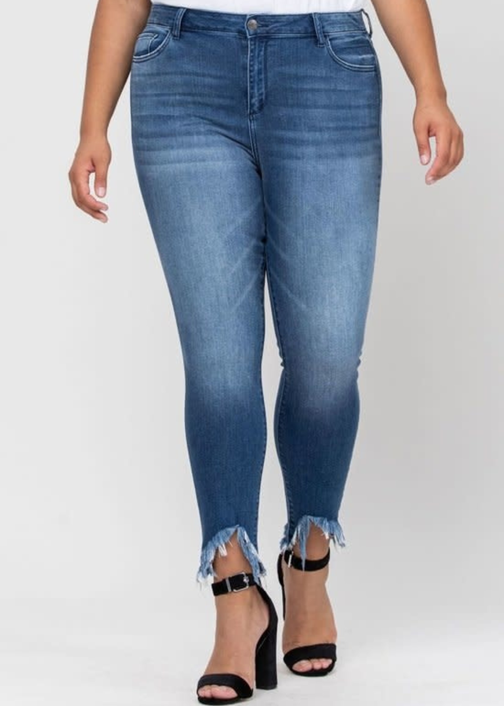 Cello Jeans, Plus Mid Rise Frayed Hem 